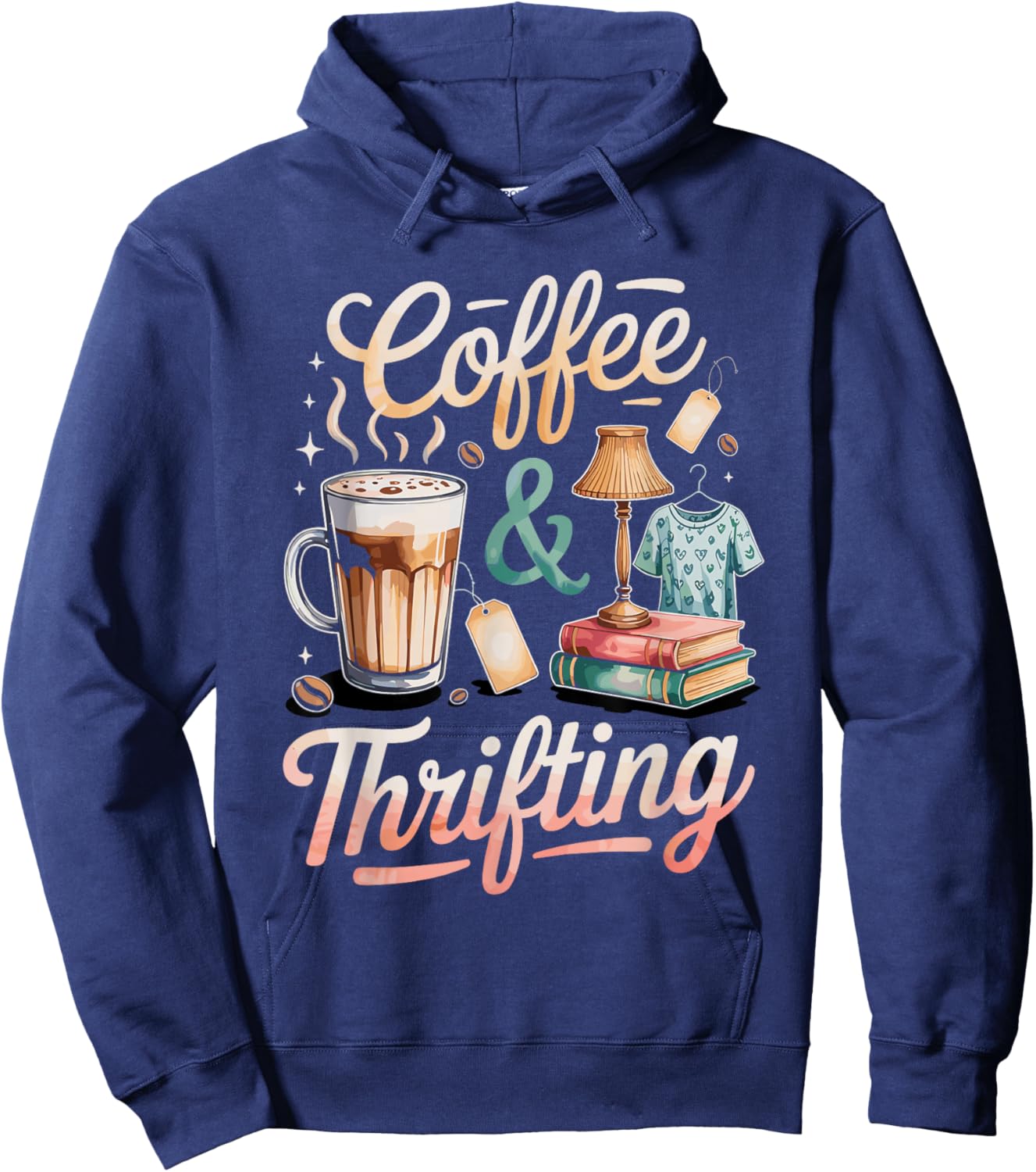 Coffee and Thrifting Hoodie - Hoodie | Navy