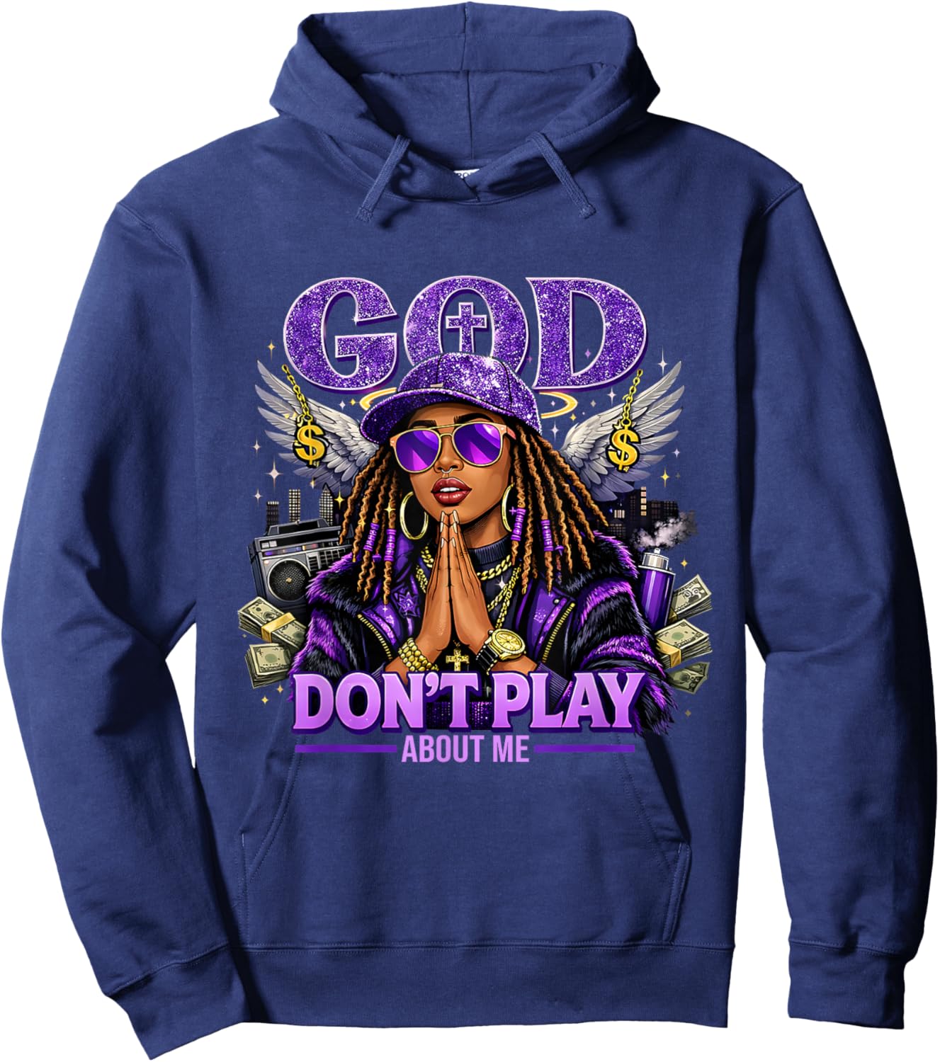 God Don't Play About Me Faith Christian Pride Hoodie - Hoodie | Navy