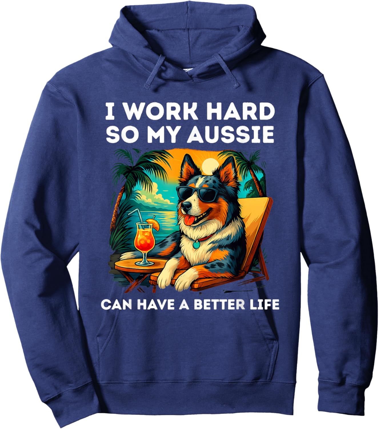 Blue Merle Australian Shepherd Lover Dog Design Hoodie - Hoodie | Navy