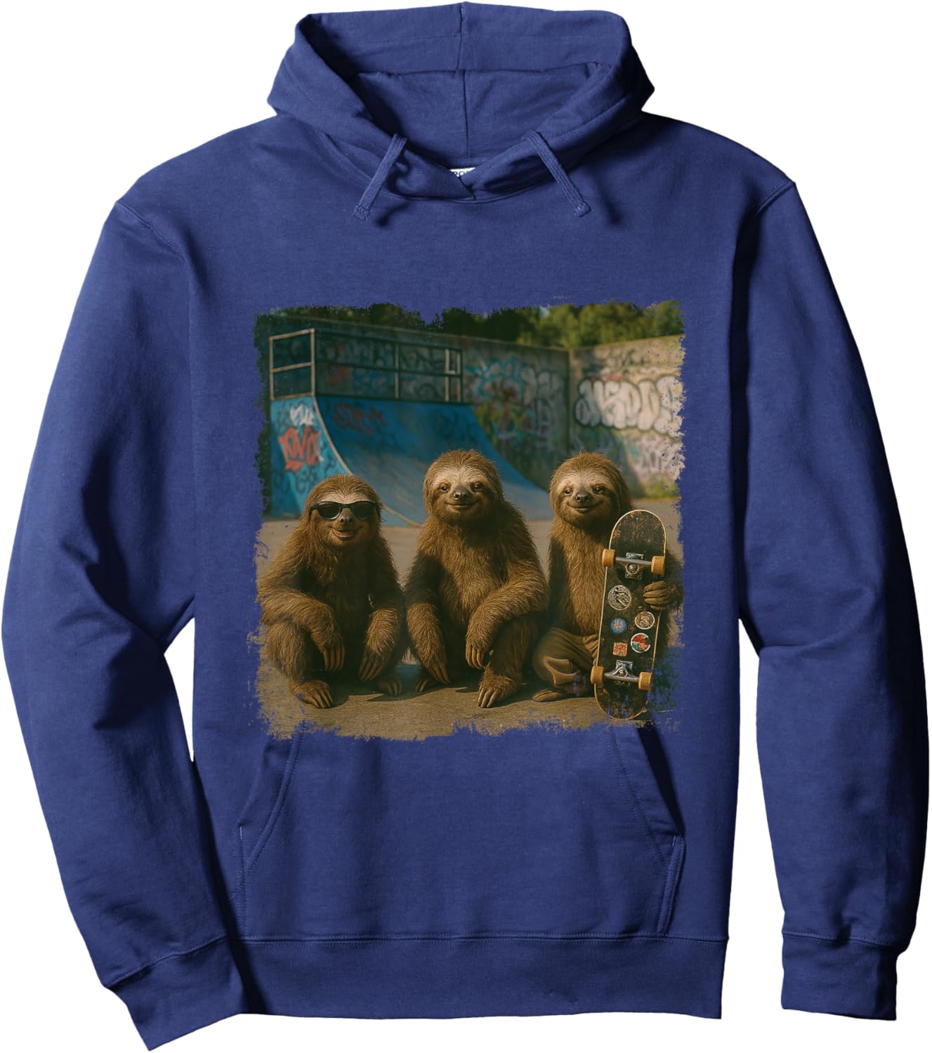 Cool Sloths Skatepark Vintage Photo Hoodie - Hoodie | Navy