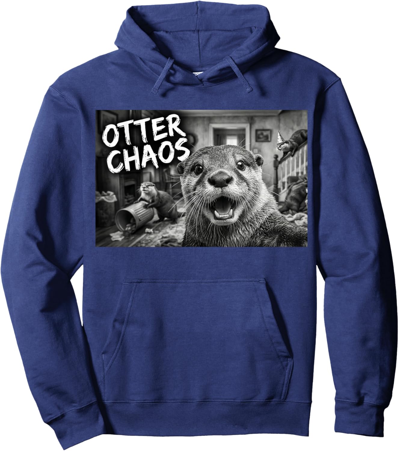Otter Chaos Funny Animal Selfie Cute Meme Hoodie - Hoodie | Navy
