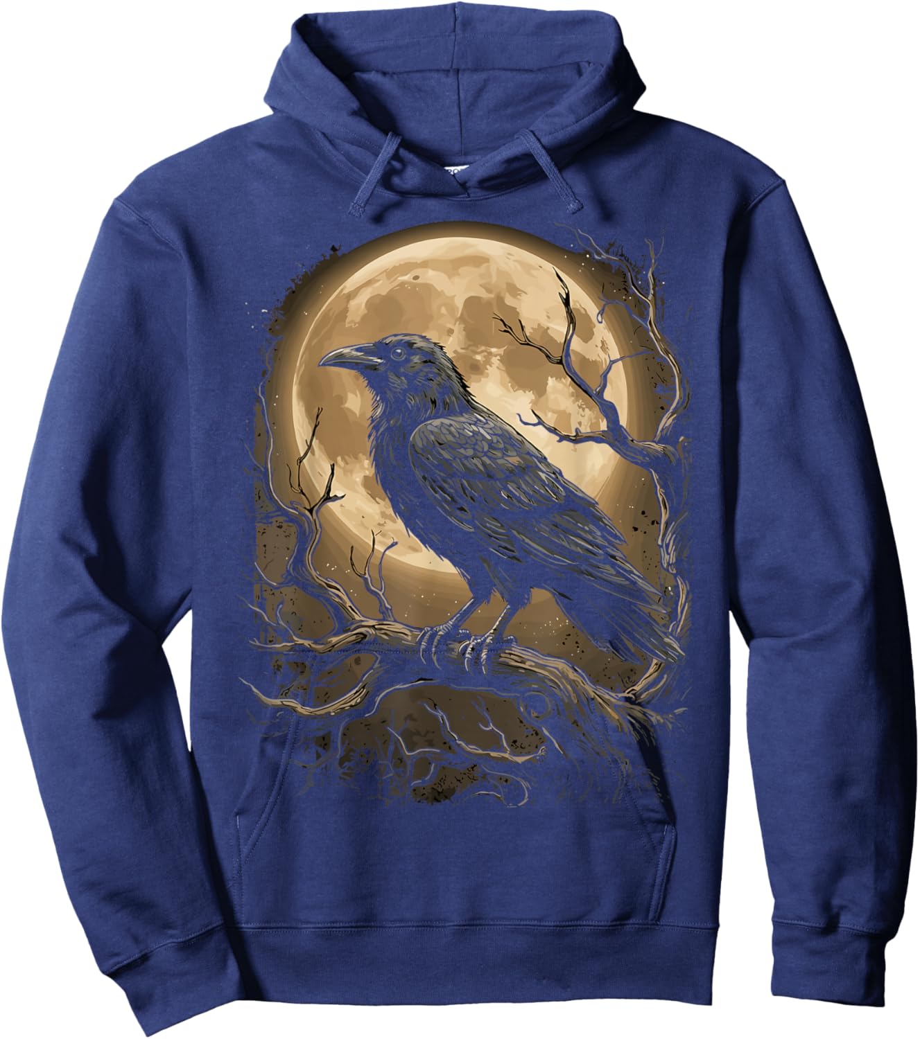 Gothic Black Crow Raven Moon Dark Forest Bird Hoodie - Hoodie | Navy