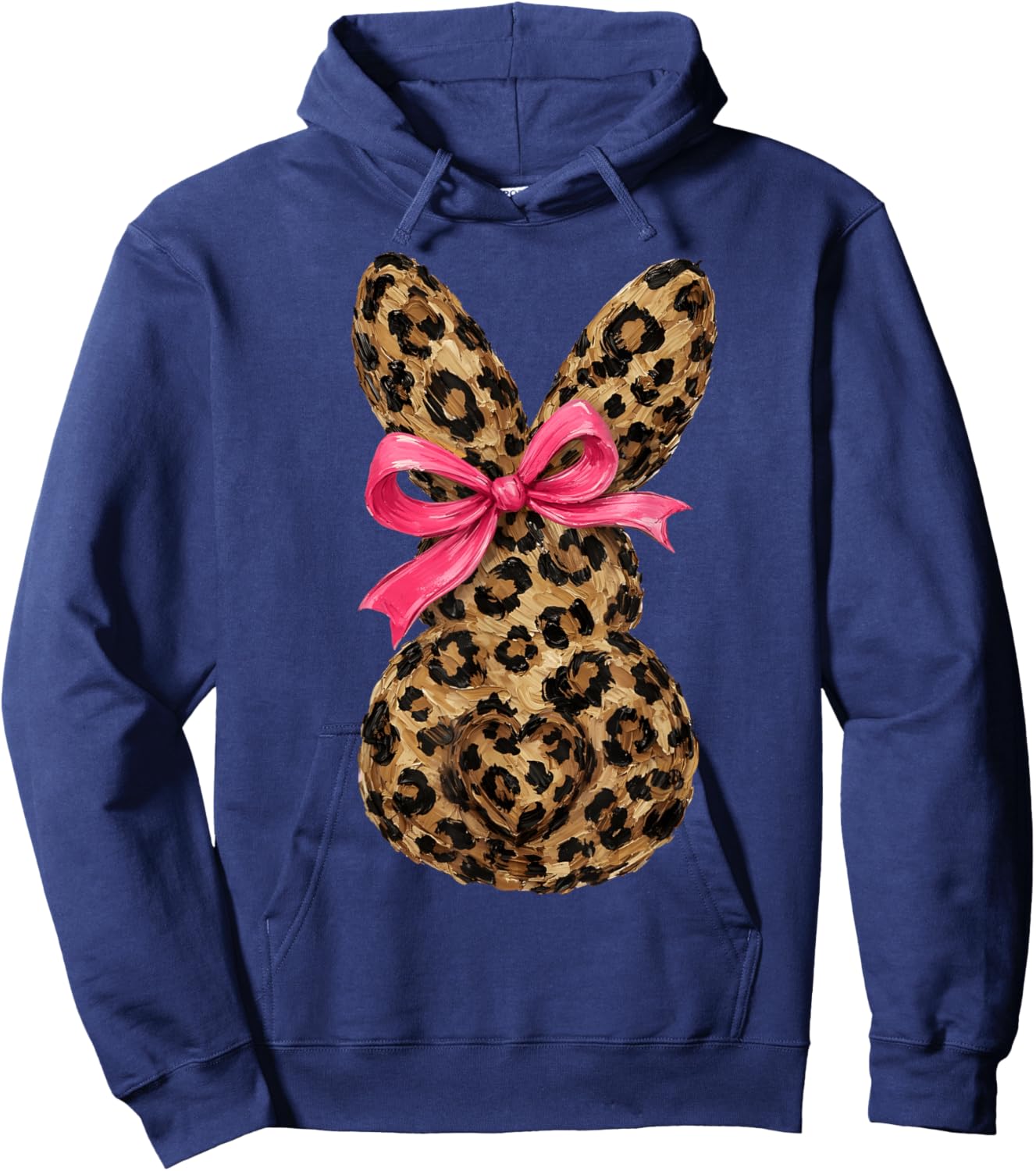 Funny Bunny Coquette Bow Rabbit Leopard Easter Hoodie - Hoodie | Navy