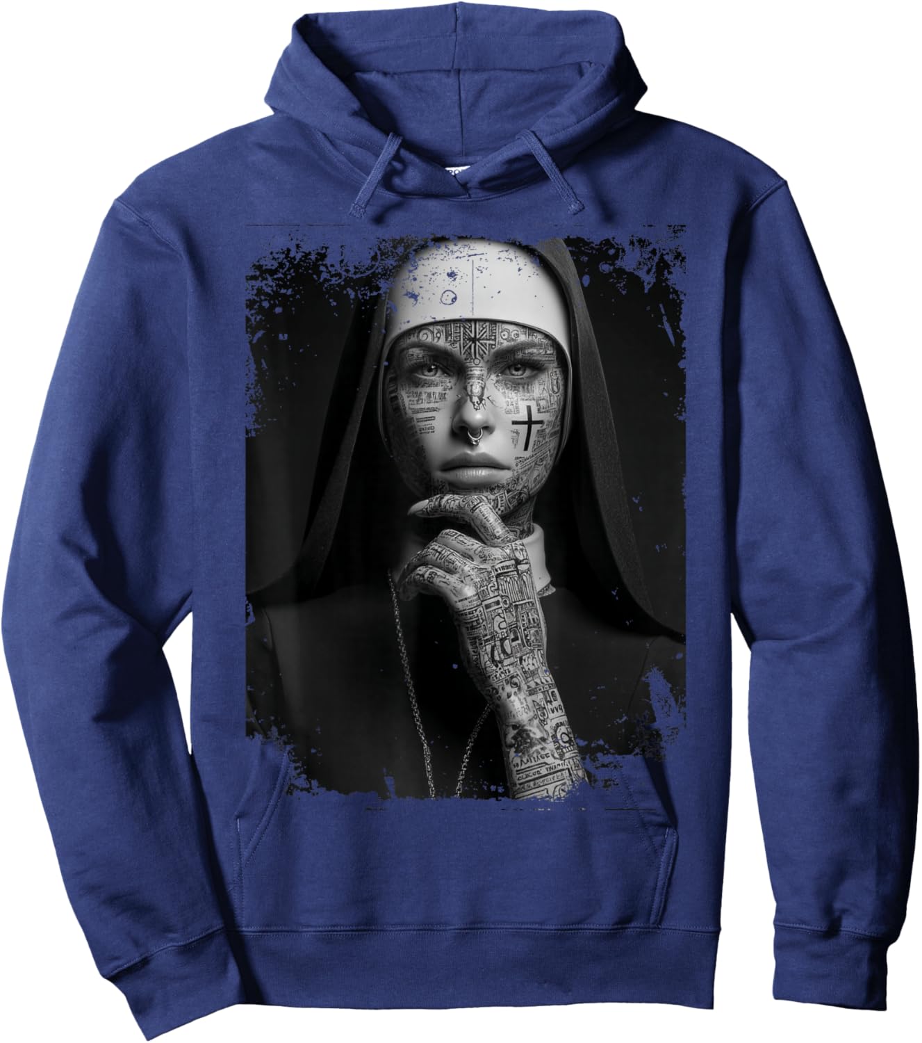 Gothic Nun Tattoos Occult Horror Hoodie - Hoodie | Navy