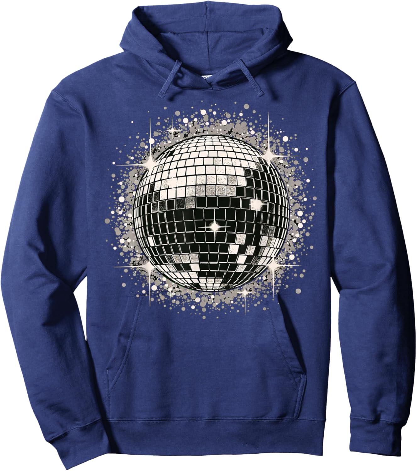 Black & White Disco Ball Retro Party Hoodie - Hoodie | Navy