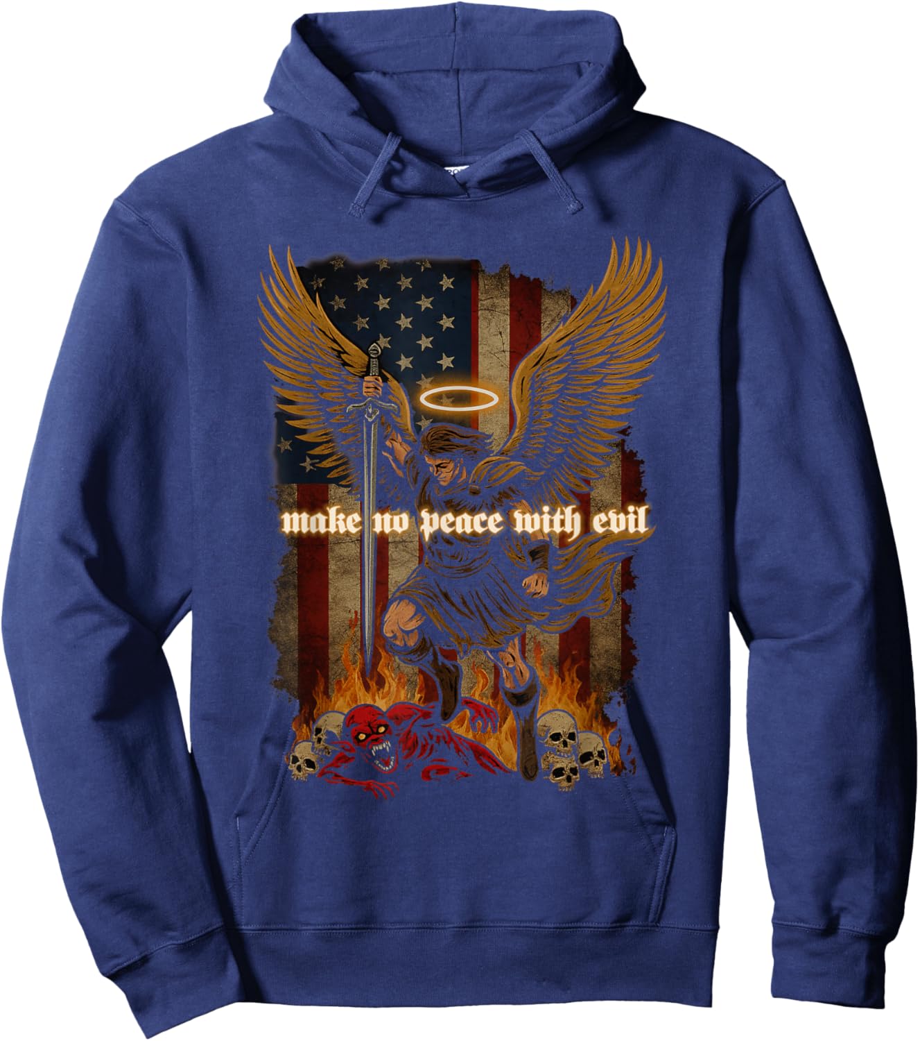 Make No Peace with Evil Saint Michael Archangel Hoodie - Hoodie | Navy