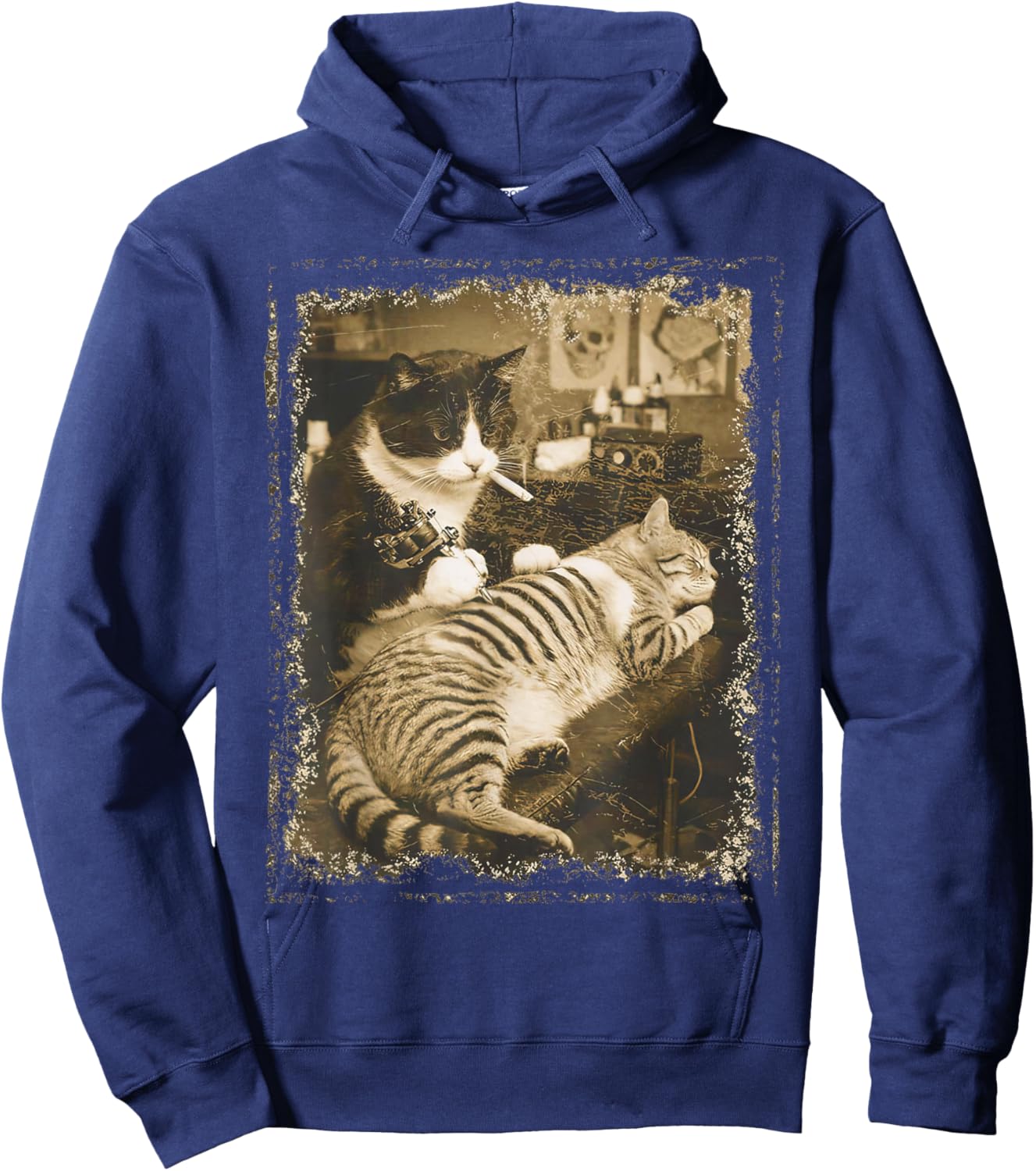 Cat Tattoo Meme Hoodie - Hoodie | Navy