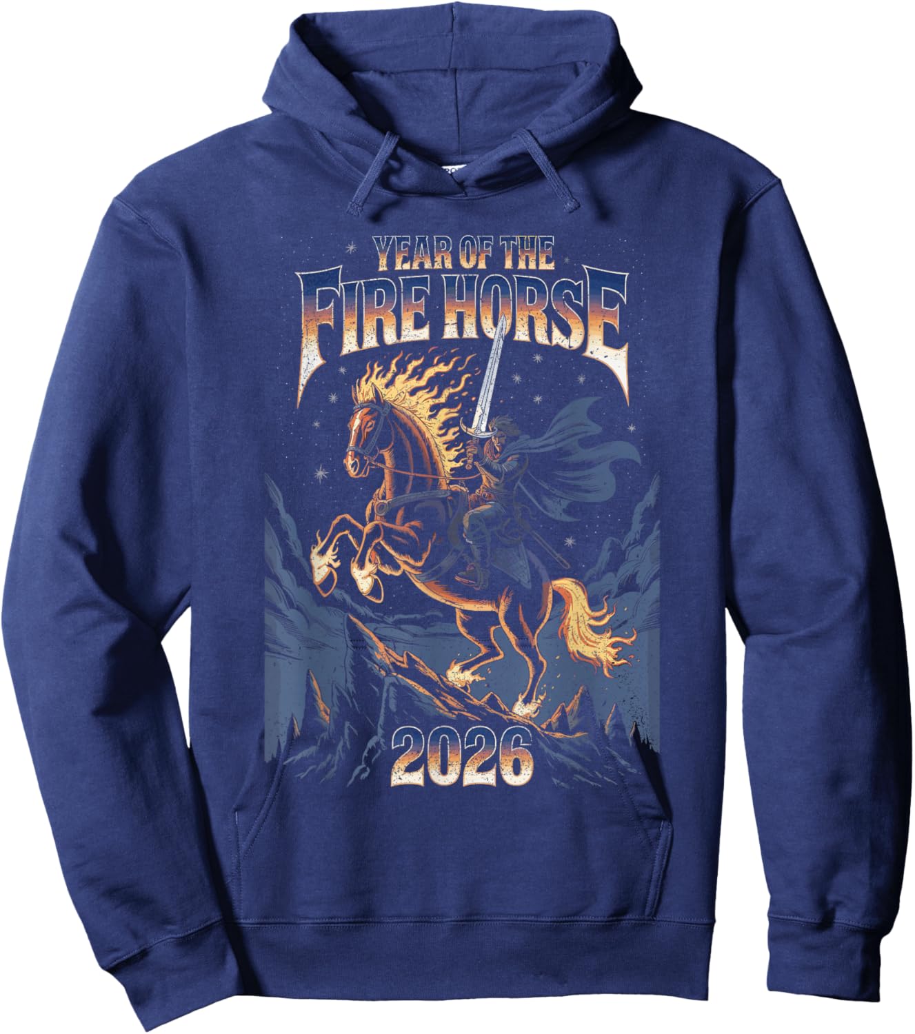 Year of The Fire Horse 2026 Celestial Warrior Hoodie - Hoodie | Navy