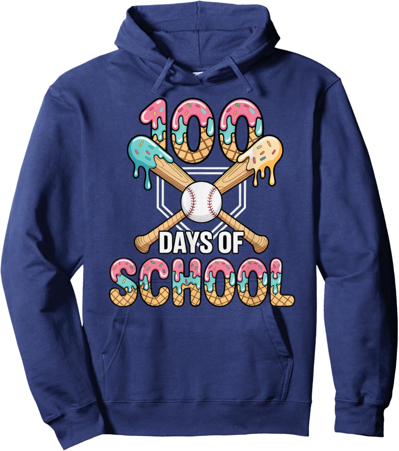 100 Days of School Baseball 100th Day of School Hoodie - Hoodie | Navy