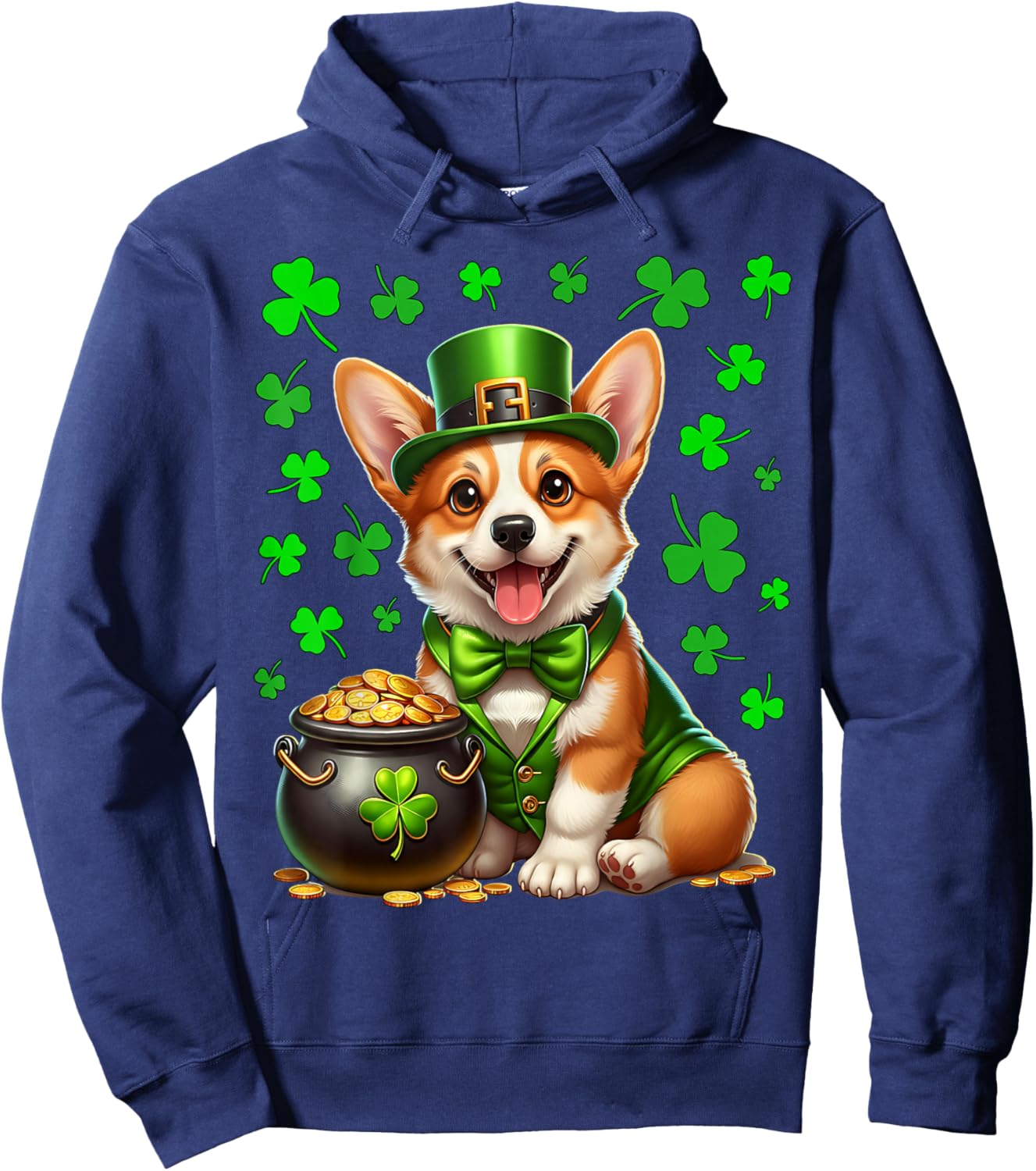 Funny Corgi Saint Patricks Day Costume Corgi Hoodie - Hoodie | Navy