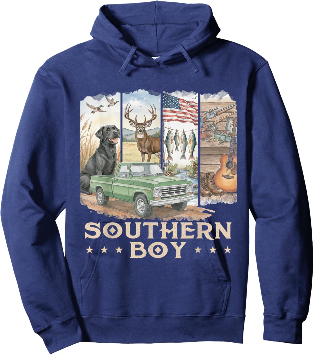 Southern Boy - Lab Hunting Labrador Hunting Dog Hoodie - Hoodie | Navy