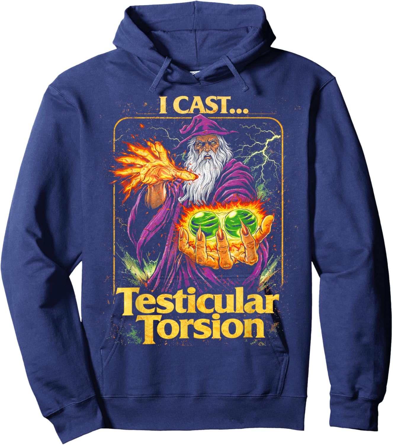 I Cast Testicular Torsion Funny Wizard Meme Hoodie - Hoodie | Navy