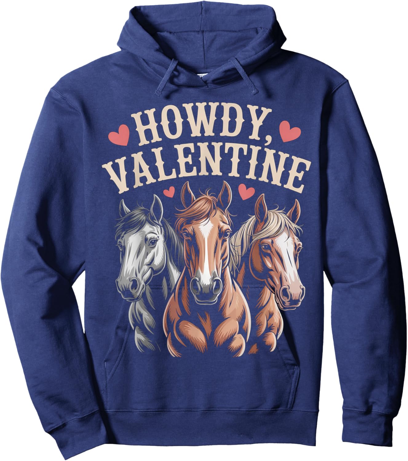 Howdy Valentine Cute Horses Valentines´s Day Hoodie - Hoodie | Navy