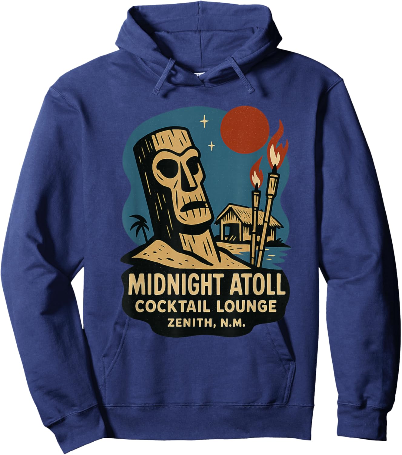 Midnight Atoll Cocktail Lounge - Tiki Bar Hoodie - Hoodie | Navy