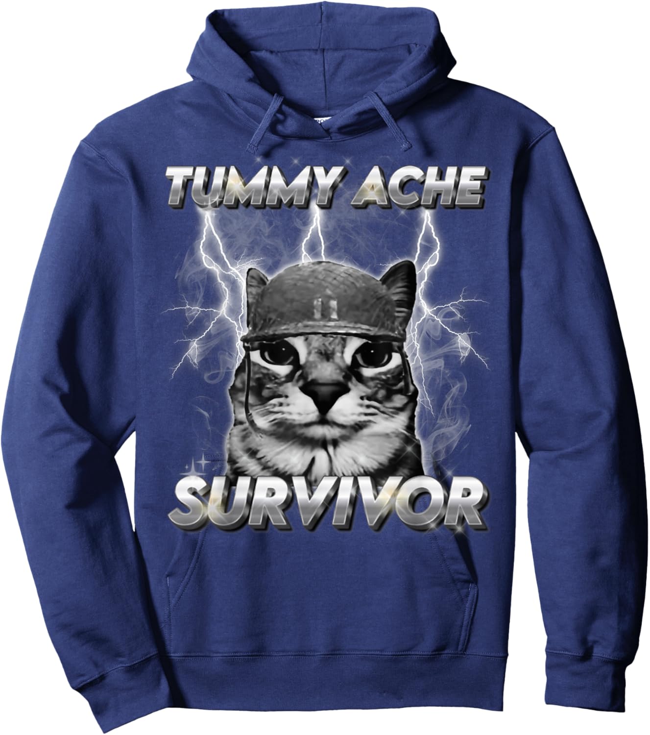 Funny Cat Meme I Survived Today's Tummy Ache Hoodie - Hoodie | Navy