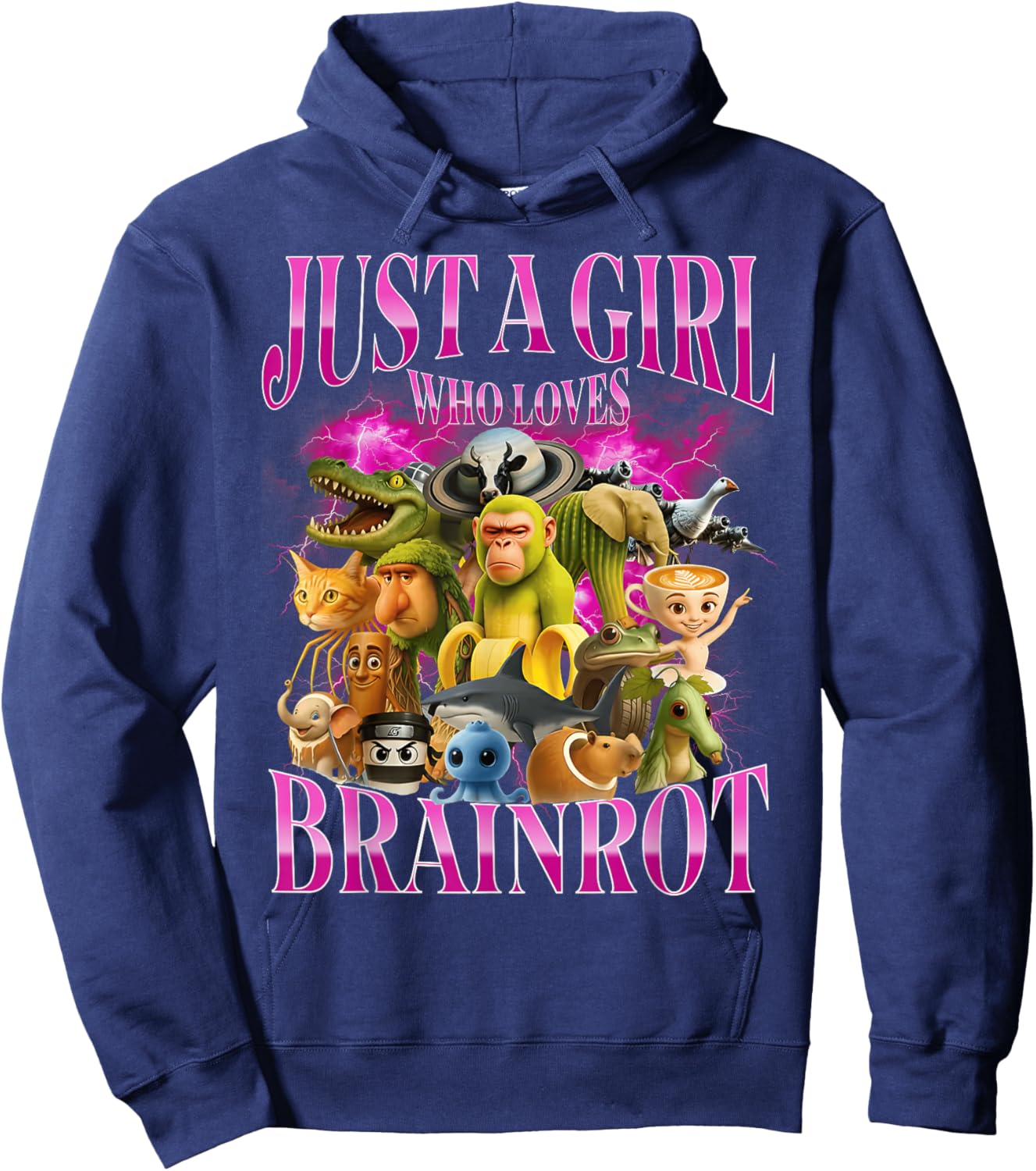 Just A Girl Who Loves Italian Brainrot Hoodie - Hoodie | Navy