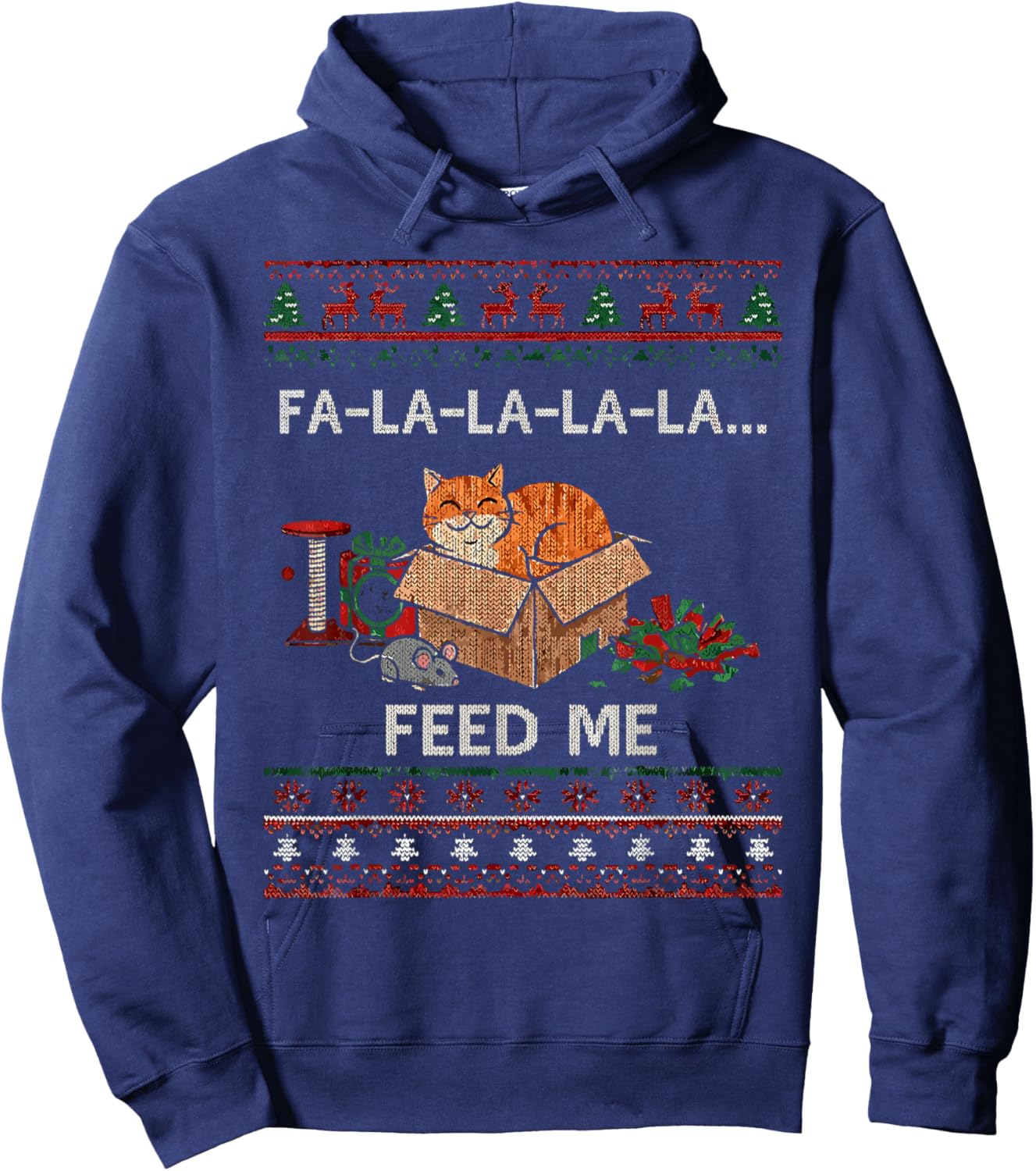 Xmas Cat Humor Funny Hoodie - Hoodie | Navy