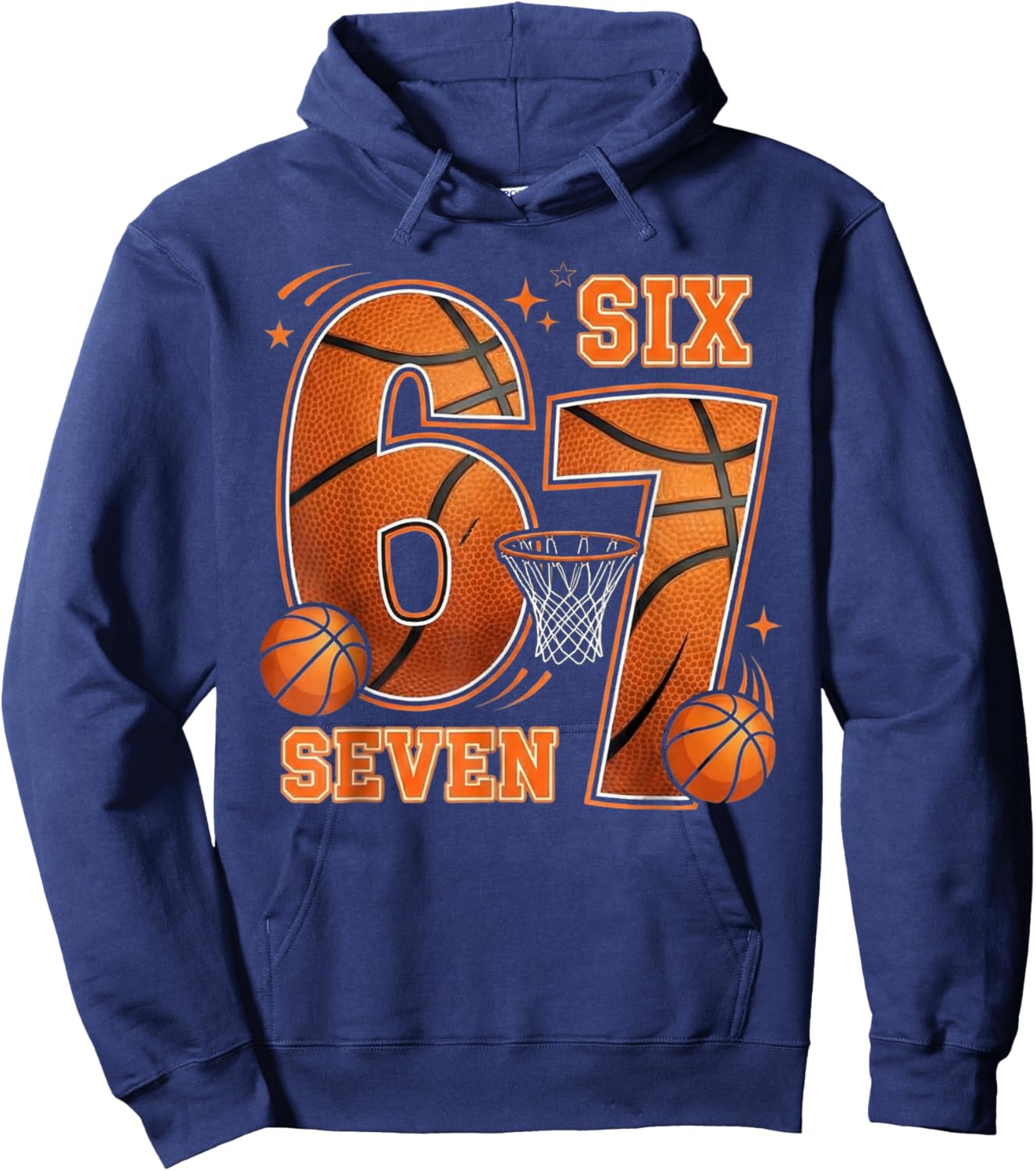 67 Basketball Birthday 6 7 Hoops Hoodie - Hoodie | Navy