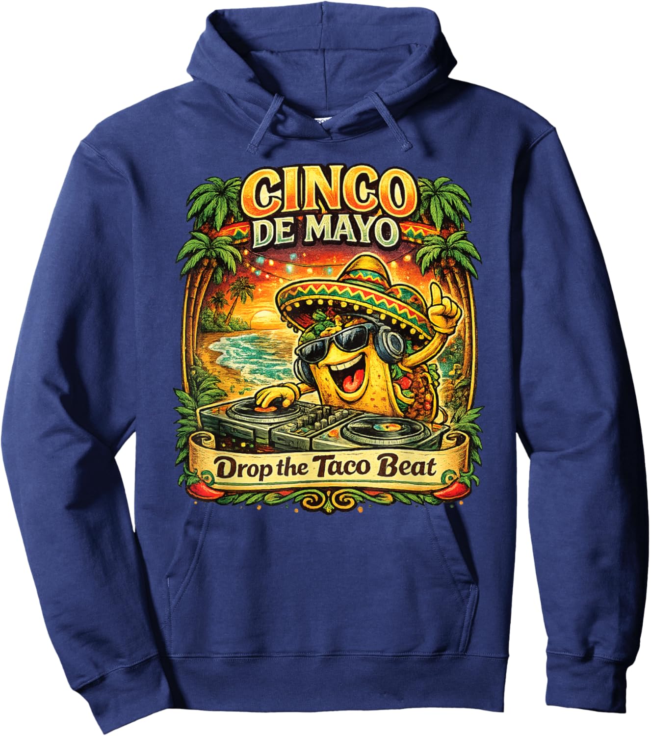 Taco DJ at Cinco de Mayo Party Hoodie - Hoodie | Navy
