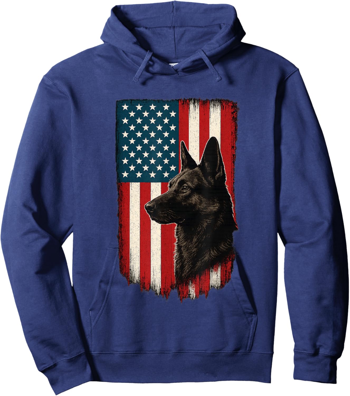 German Shepherd American Flag USA Patriotic Dog Hoodie - Hoodie | Navy