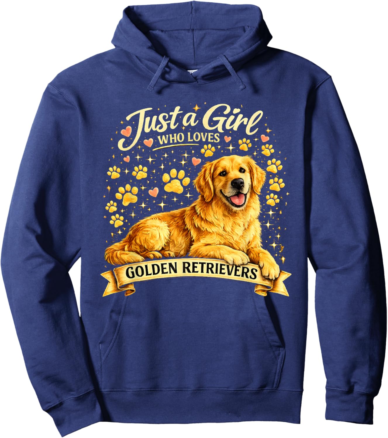 Just a Girl Who Loves Golden Retrievers Graphic Hoodie - Hoodie | Navy