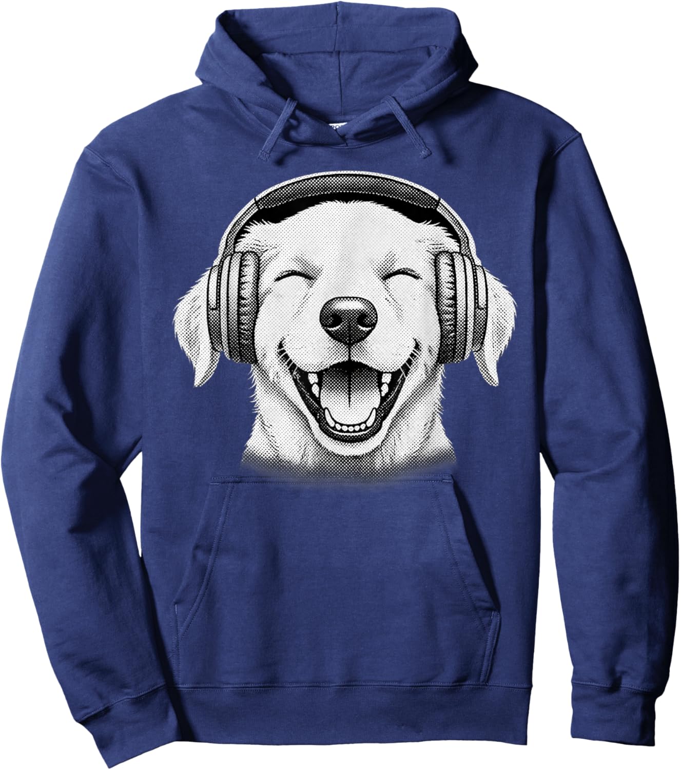 Cute Headphones Dog Funny Grunge Silly Graphic Hoodie - Hoodie | Navy