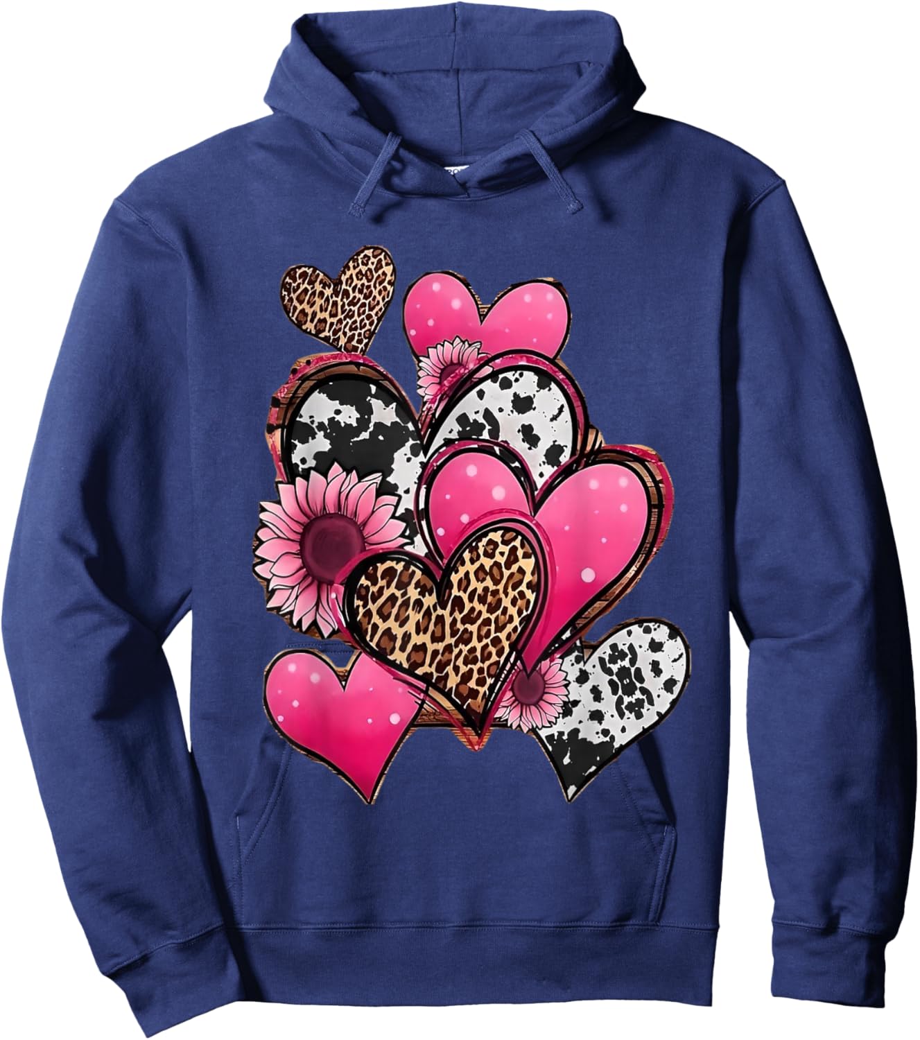 Red haerts and Leopard Hearts Hoodie - Hoodie | Navy