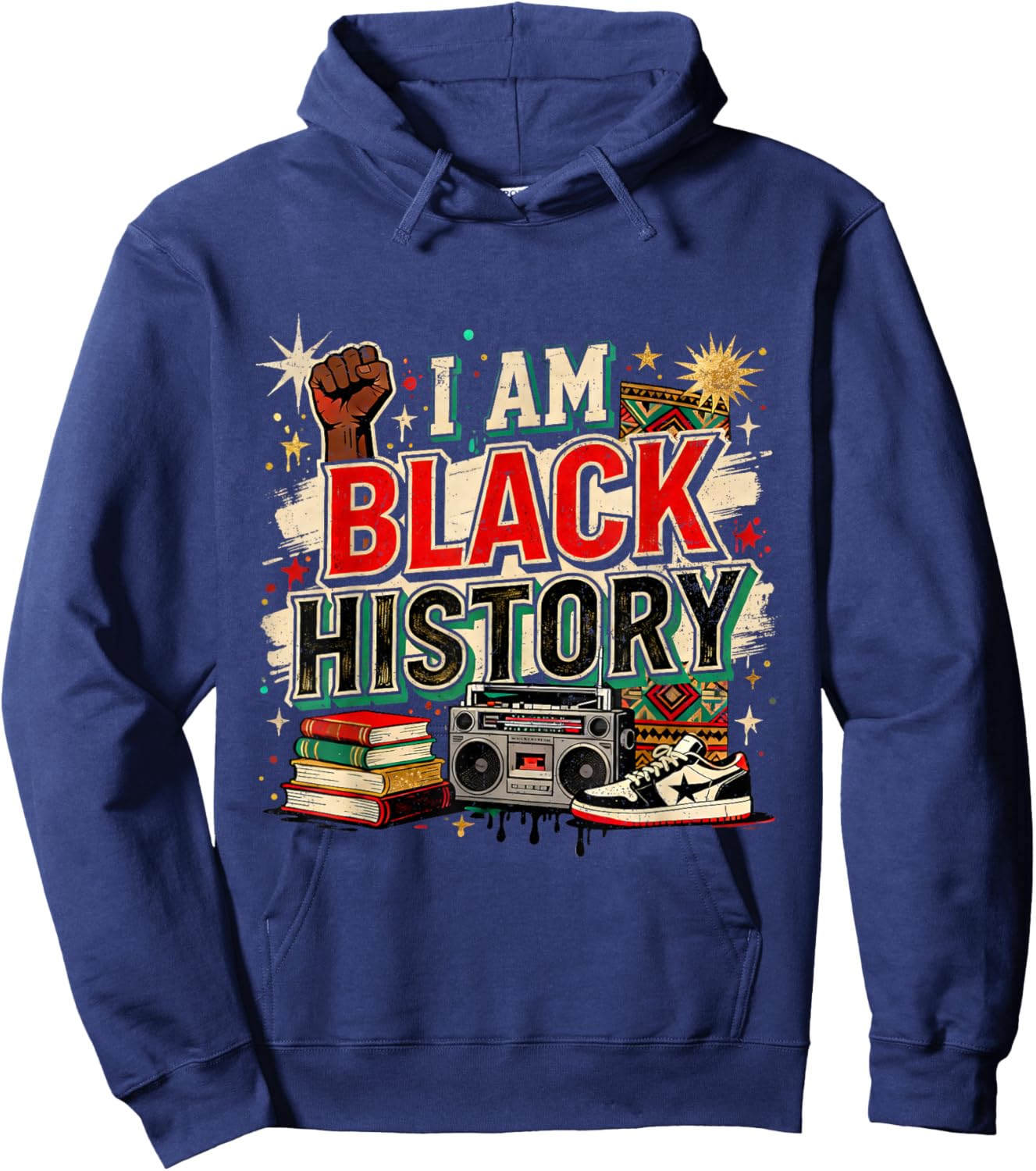 I Am Black History Culture Pride Design Hoodie - Hoodie | Navy