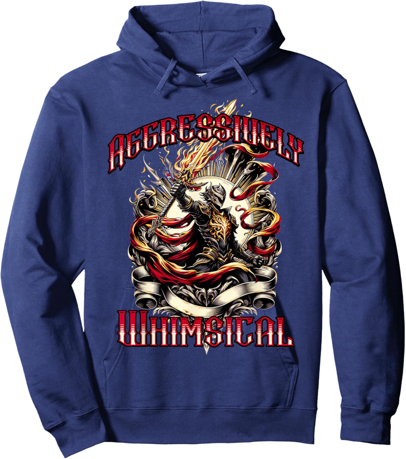 Aggressively Whimsical Knight Warrior Hoodie - Hoodie | Navy