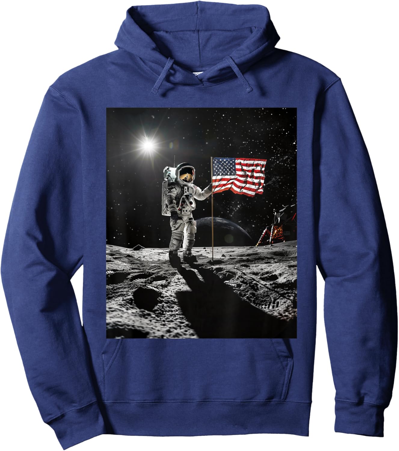 Astronaut on Moon Space Graphic Hoodie - Hoodie | Navy