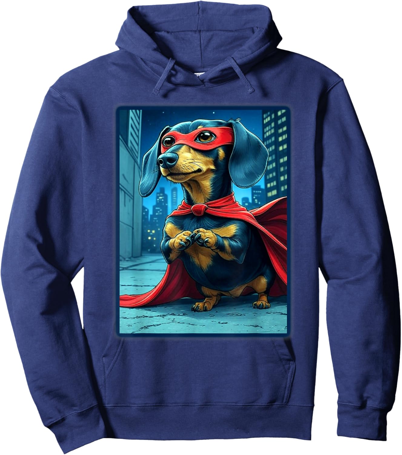 Super Dachshund Cute Superhero Doggie Hoodie - Hoodie | Navy