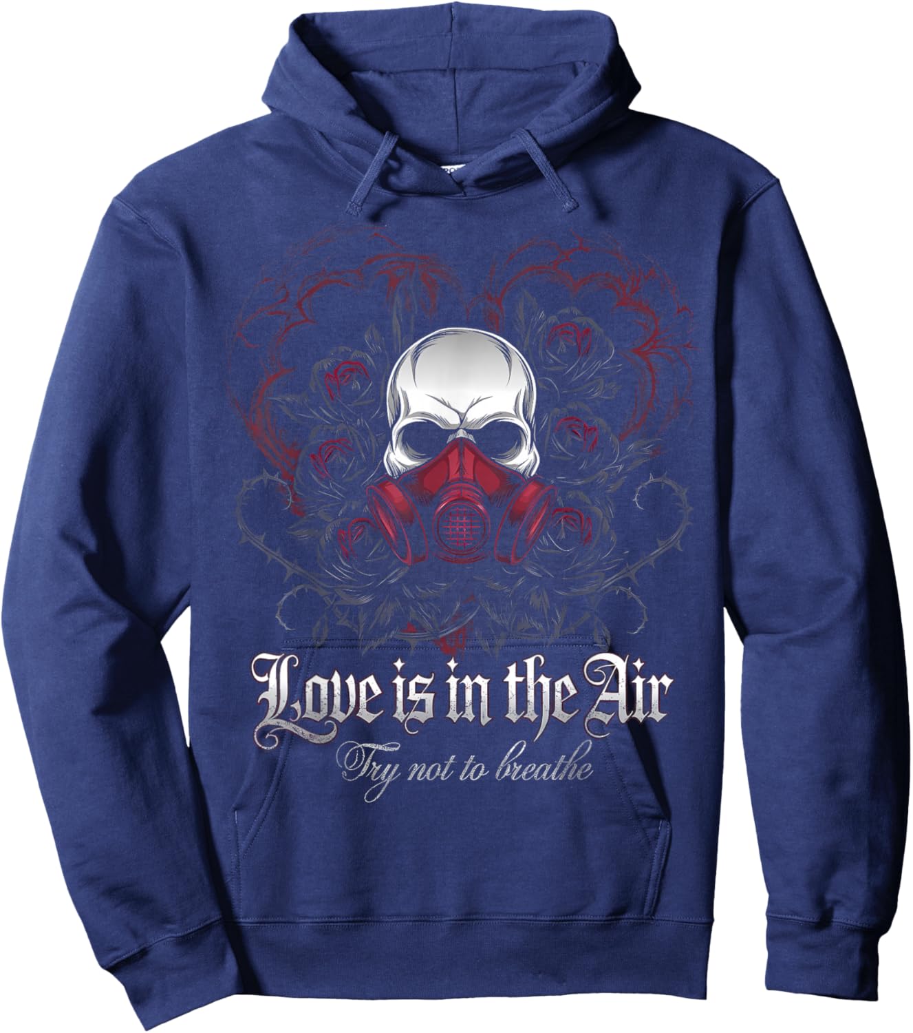 Valentine Skull Gas Mask Love Romance Hoodie - Hoodie | Navy