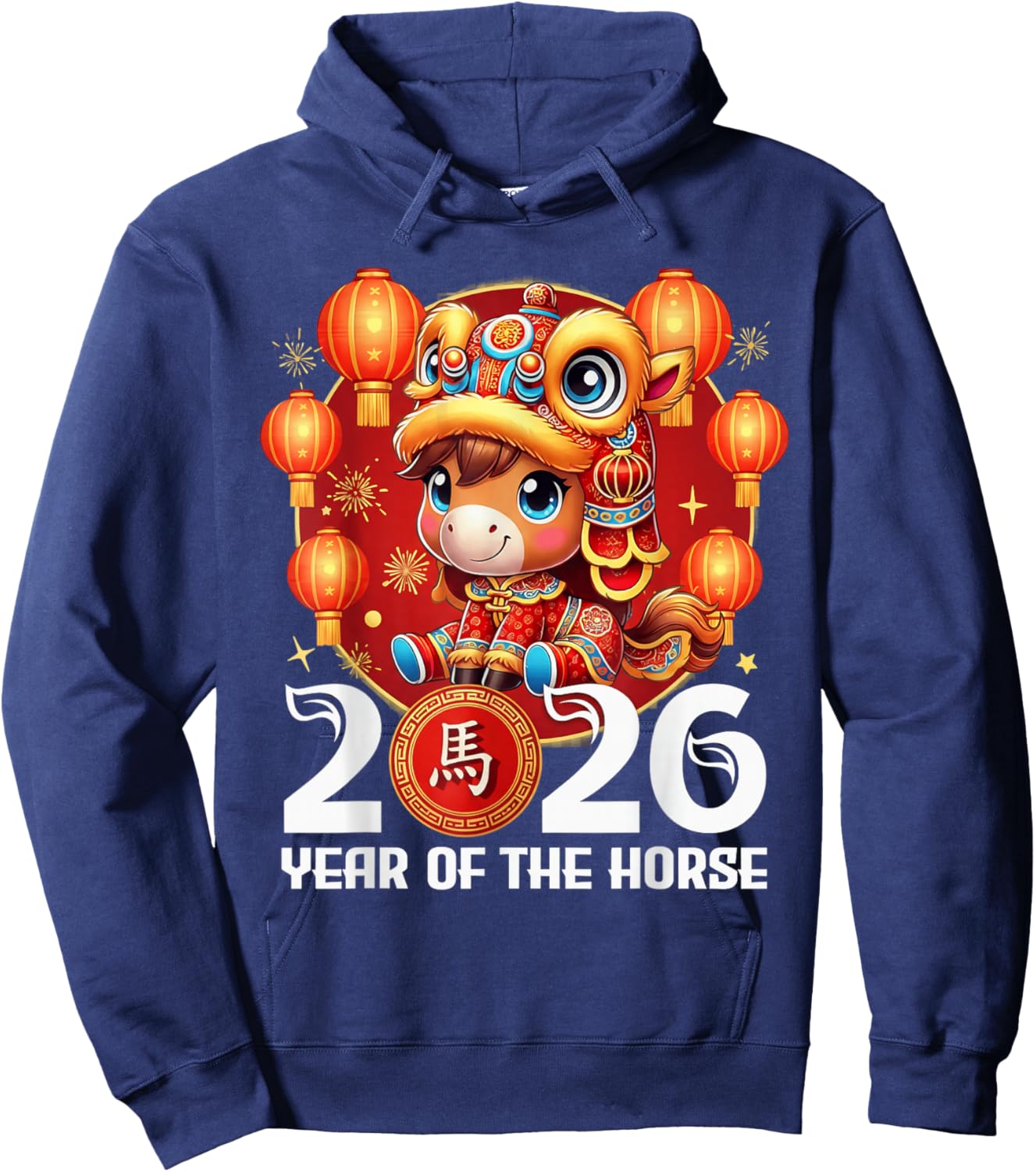 2026 Year of The Horse Chinese New Year Zodiac Hoodie - Hoodie | Navy