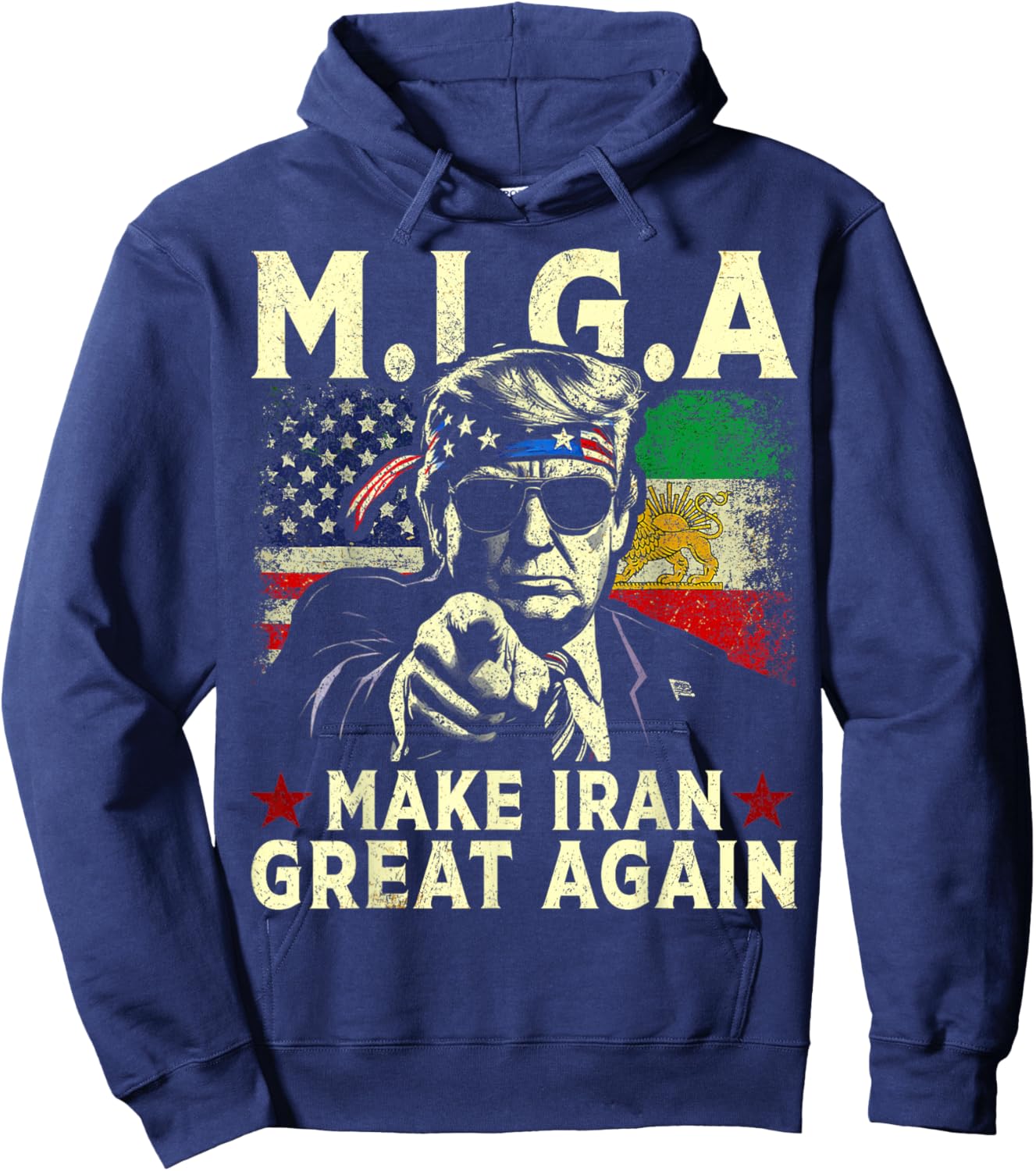 MIGA Make Iran Great Again Vintage Hoodie - Hoodie | Navy