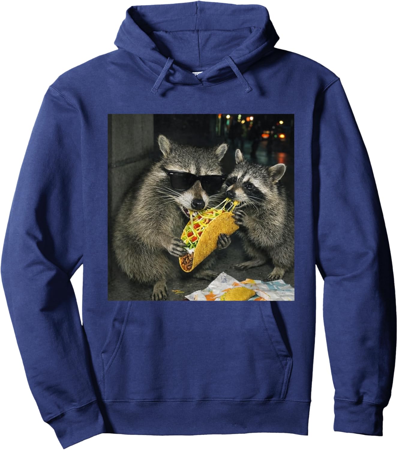 Raccoons Eating Taco Funny Trash Panda Food Hoodie - Hoodie | Navy