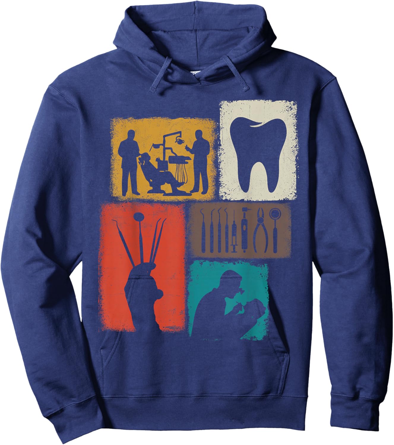 Dentist Vintage Collage Dental Men Orthodontist Hoodie - Hoodie | Navy