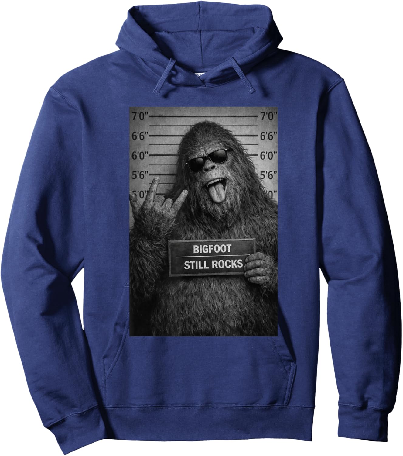 Bigfoot Rock Humor Cryptid Design Hoodie - Hoodie | Navy