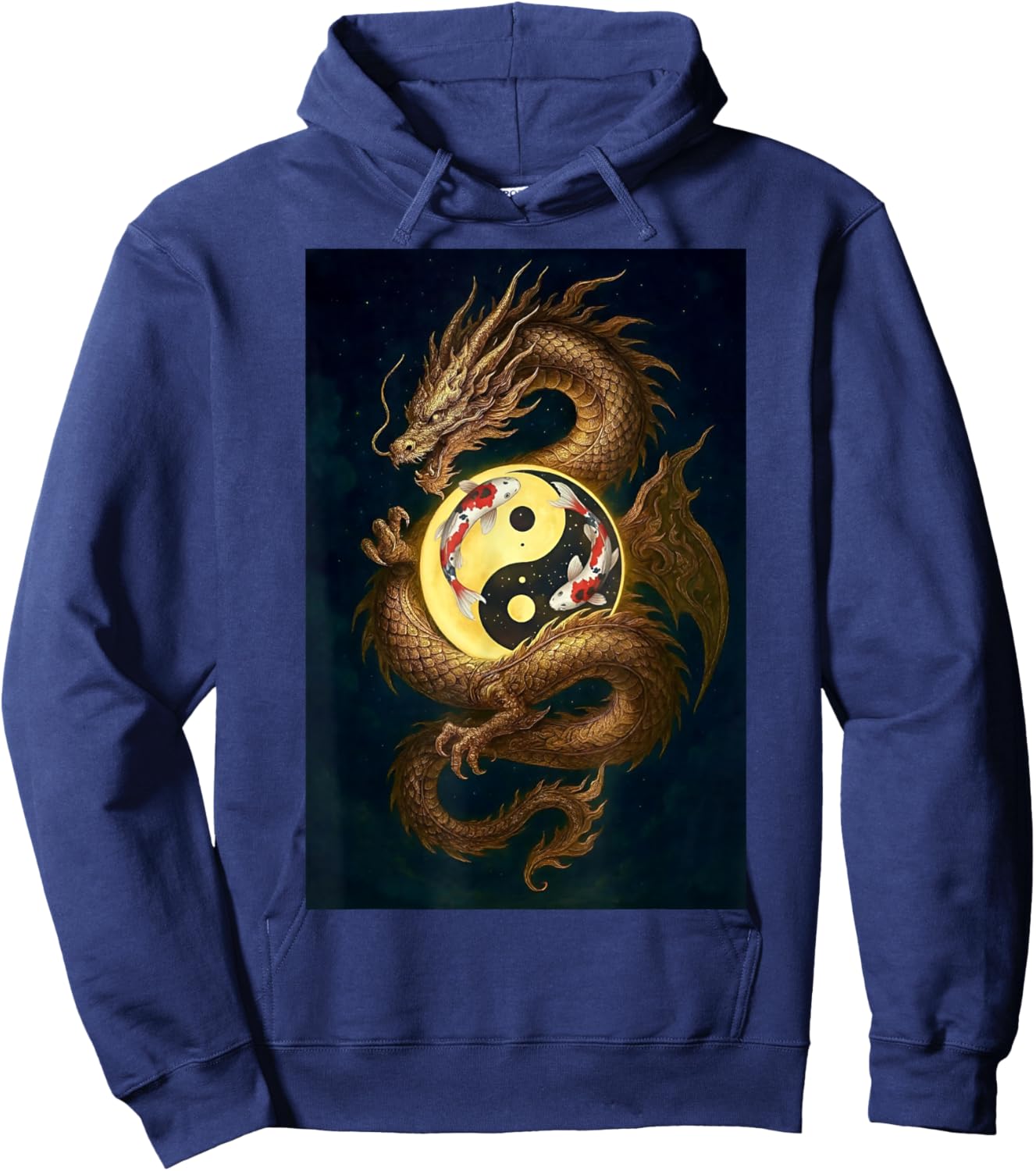 Chinese Dragon Yin and Yang Koi Carp Fish Hoodie - Hoodie | Navy