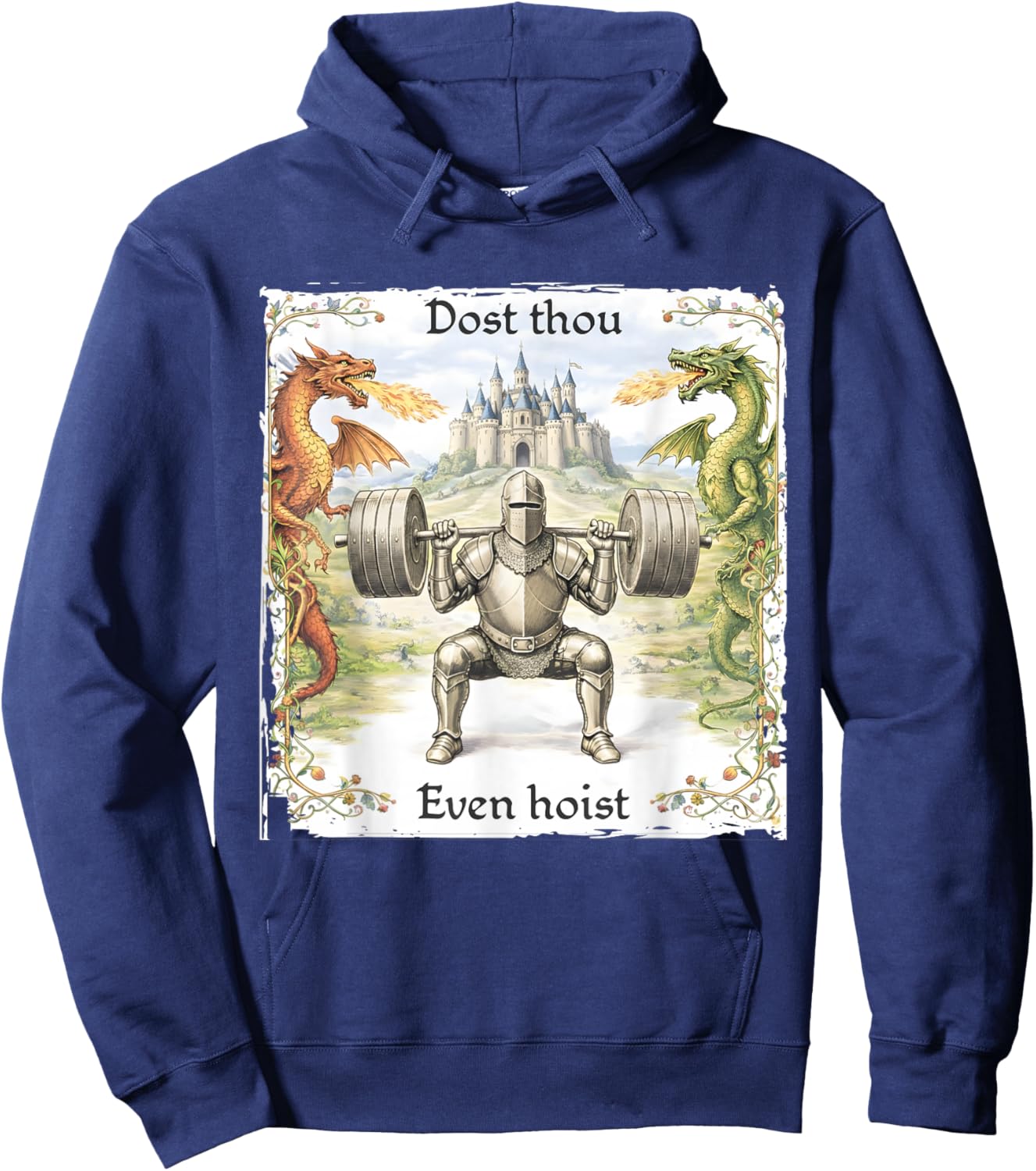 Dost Thou Even Hoist Medieval Gym Retro Hoodie - Hoodie | Navy