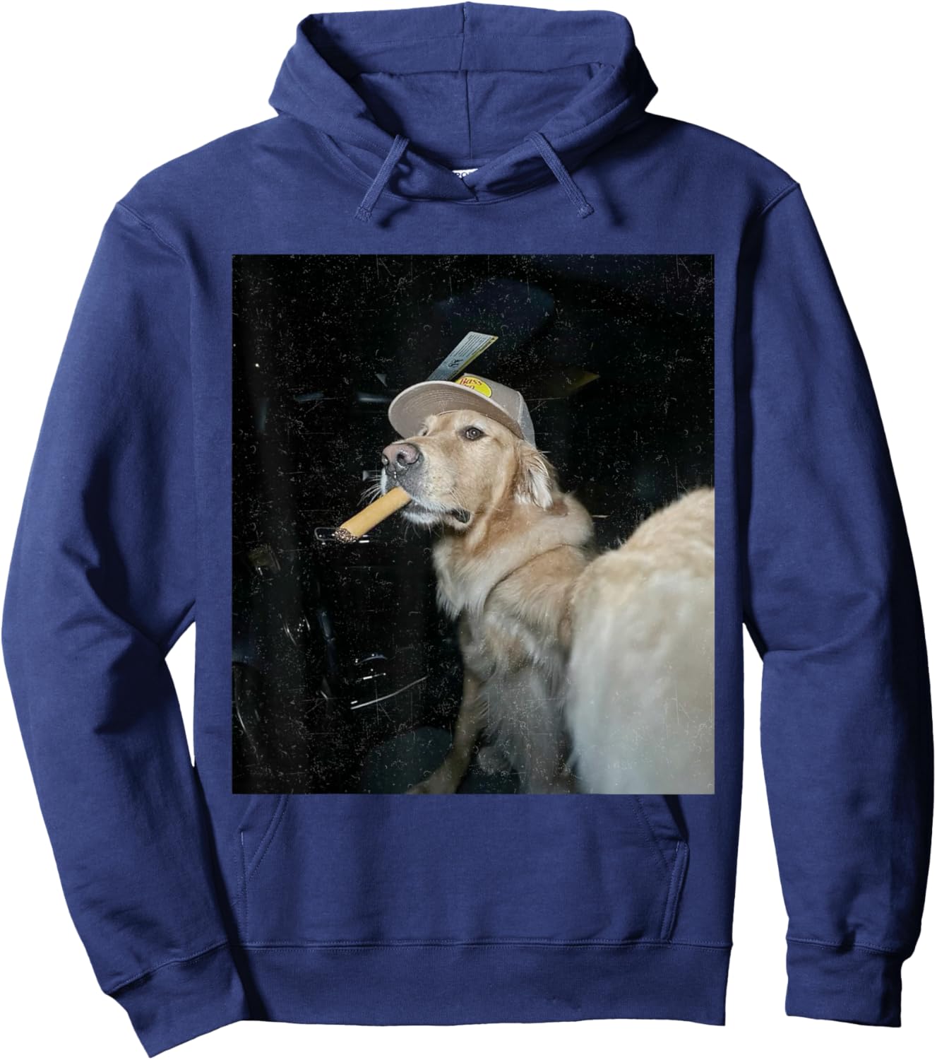 Dog Smoking Cigarette Funny Golden Meme Hoodie - Hoodie | Navy