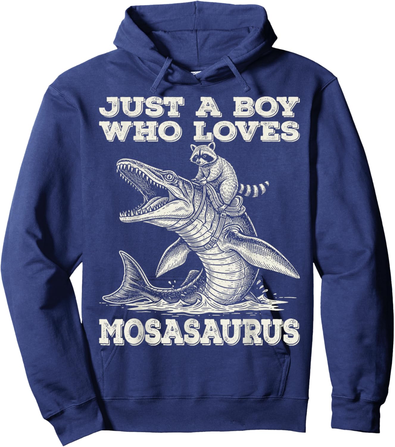 Vintage Just A Boy Who Loves Mosasaurus Raccoon Hoodie - Hoodie | Navy