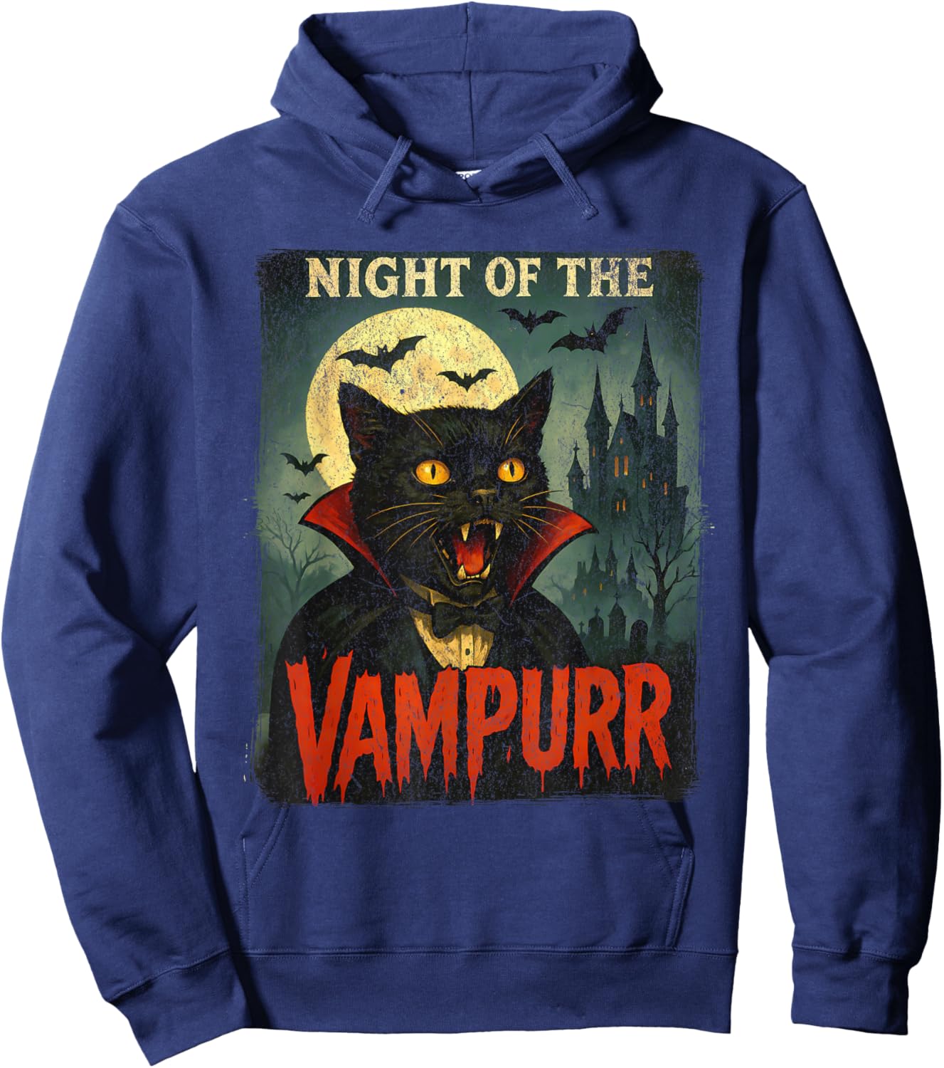 Night of The Vampurr - Cat Vampire Hoodie - Hoodie | Navy