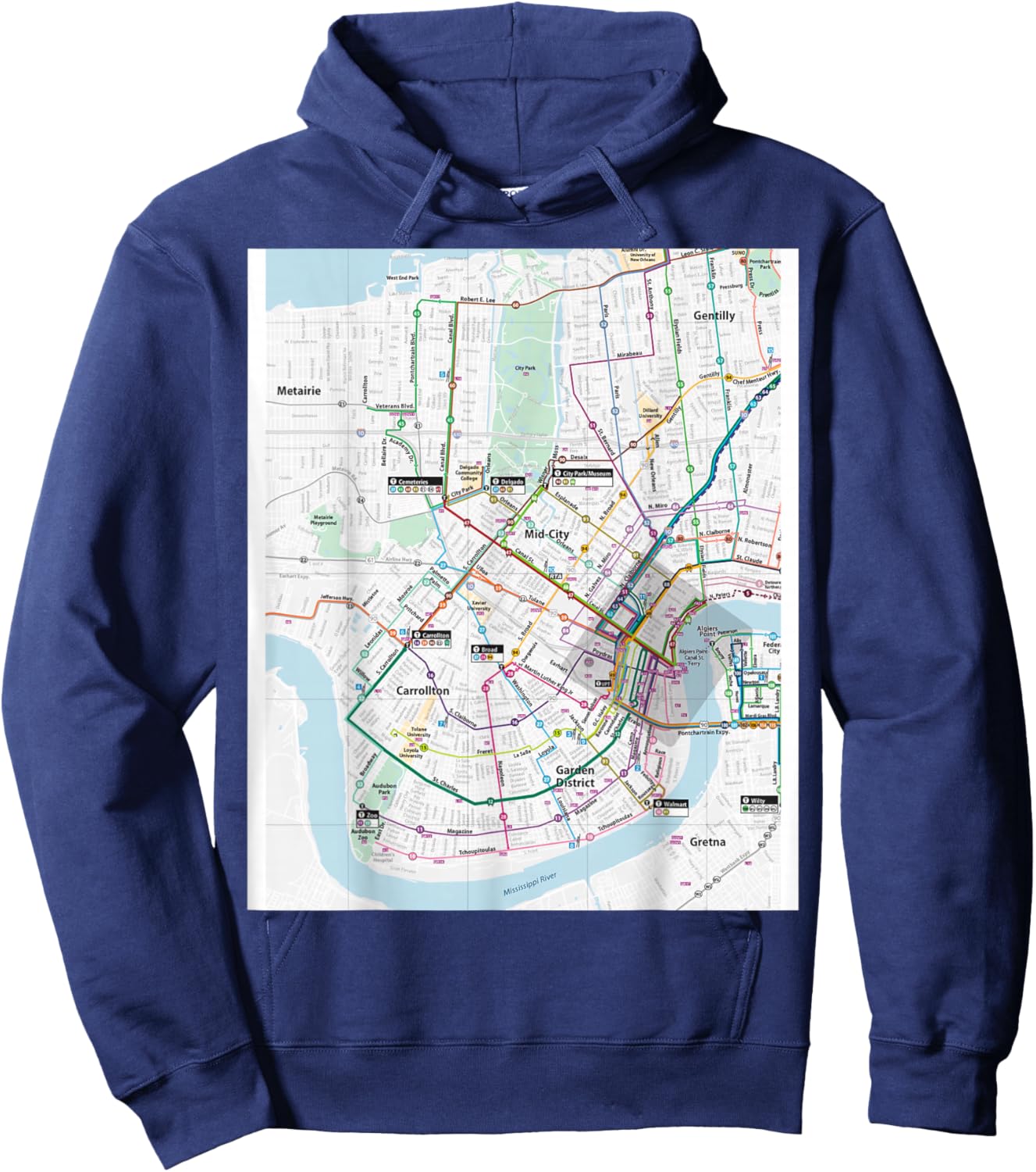 New Orleans Transit System Travel Art USA Hoodie - Hoodie | Navy