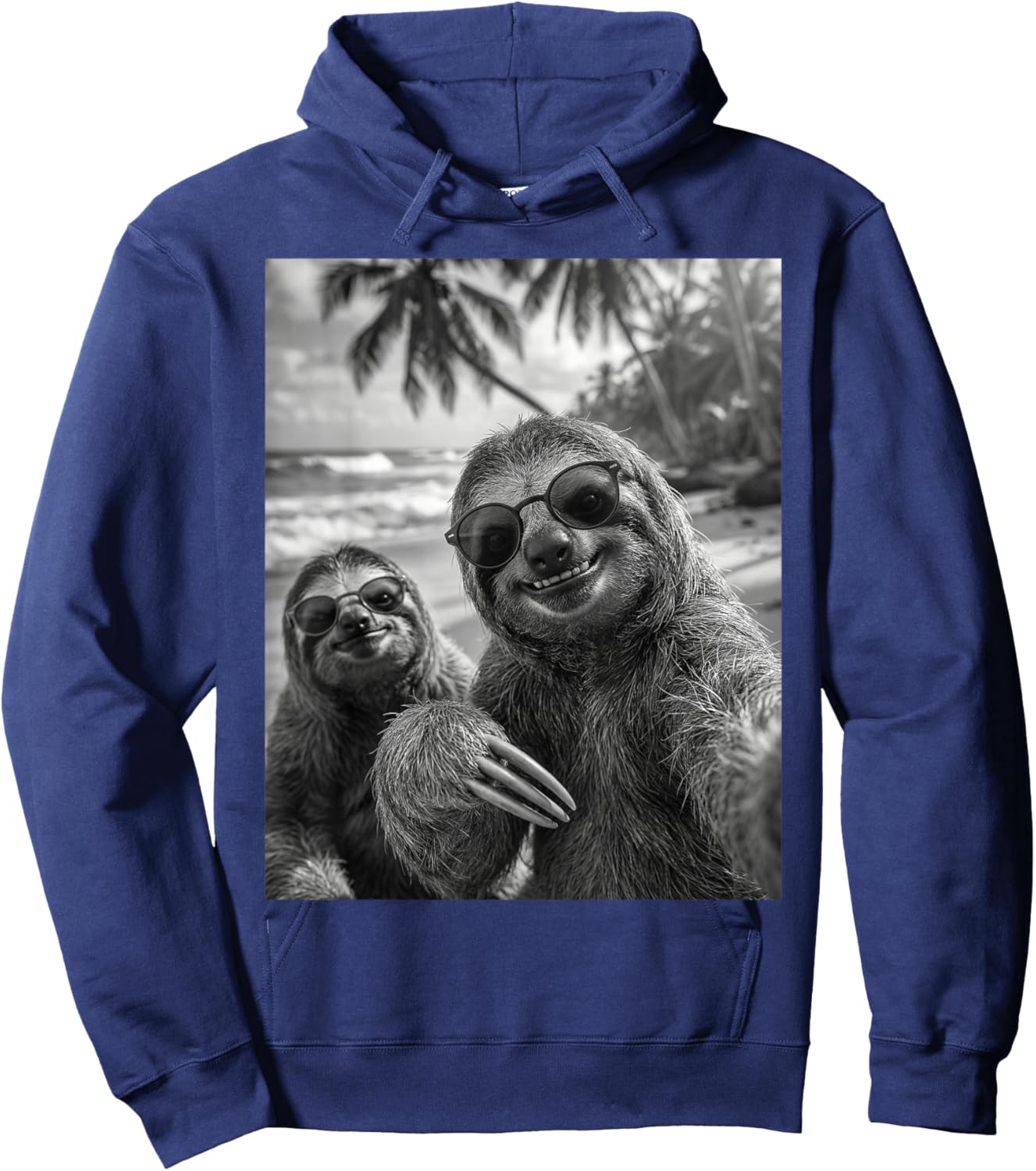 Cool Sloth Selfie At The Beach, Cute Sloths Hoodie - Hoodie | Navy