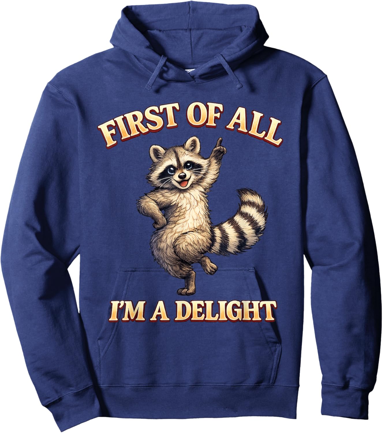 First of All I’m a Delight Funny Raccoon Hoodie - Hoodie | Navy