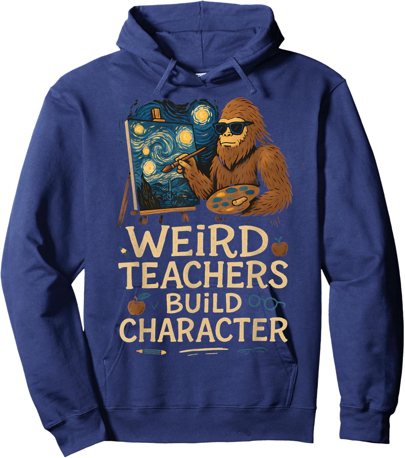 Weird Art Teacher Build Character Funny Quote Hoodie - Hoodie | Navy