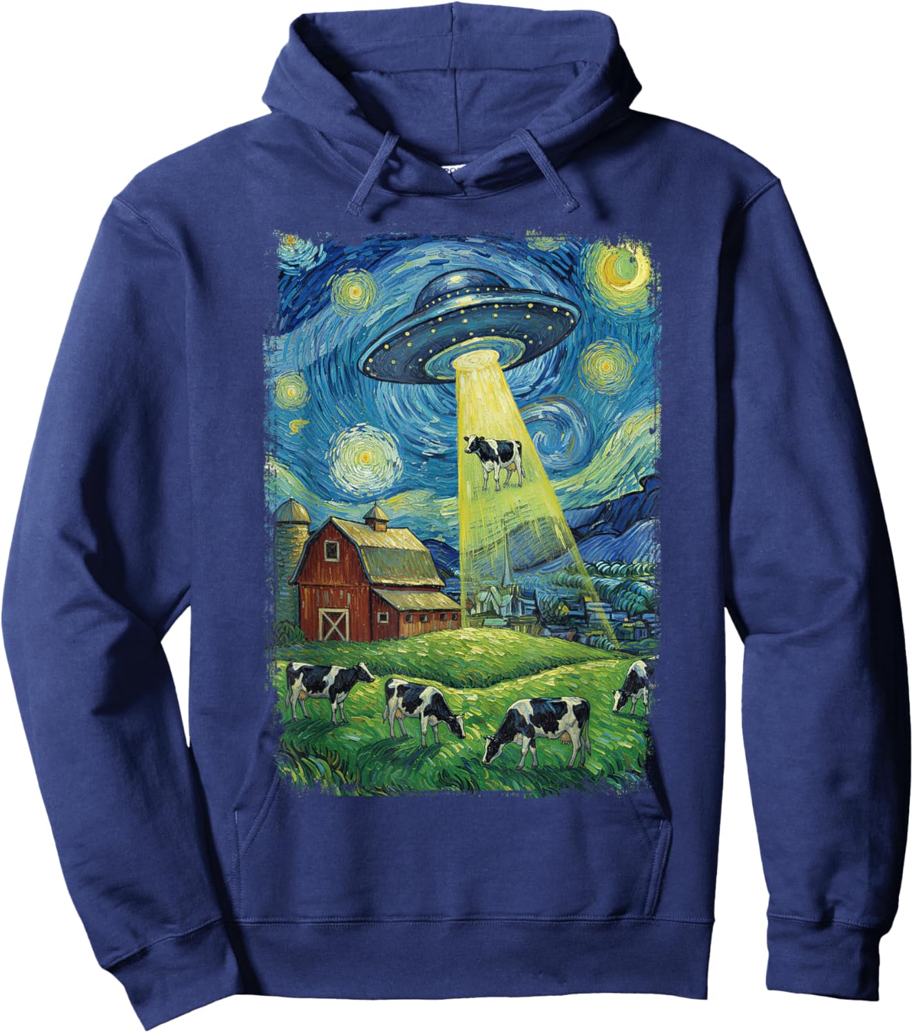 Alien Abduction Cow Hoodie - Hoodie | Navy