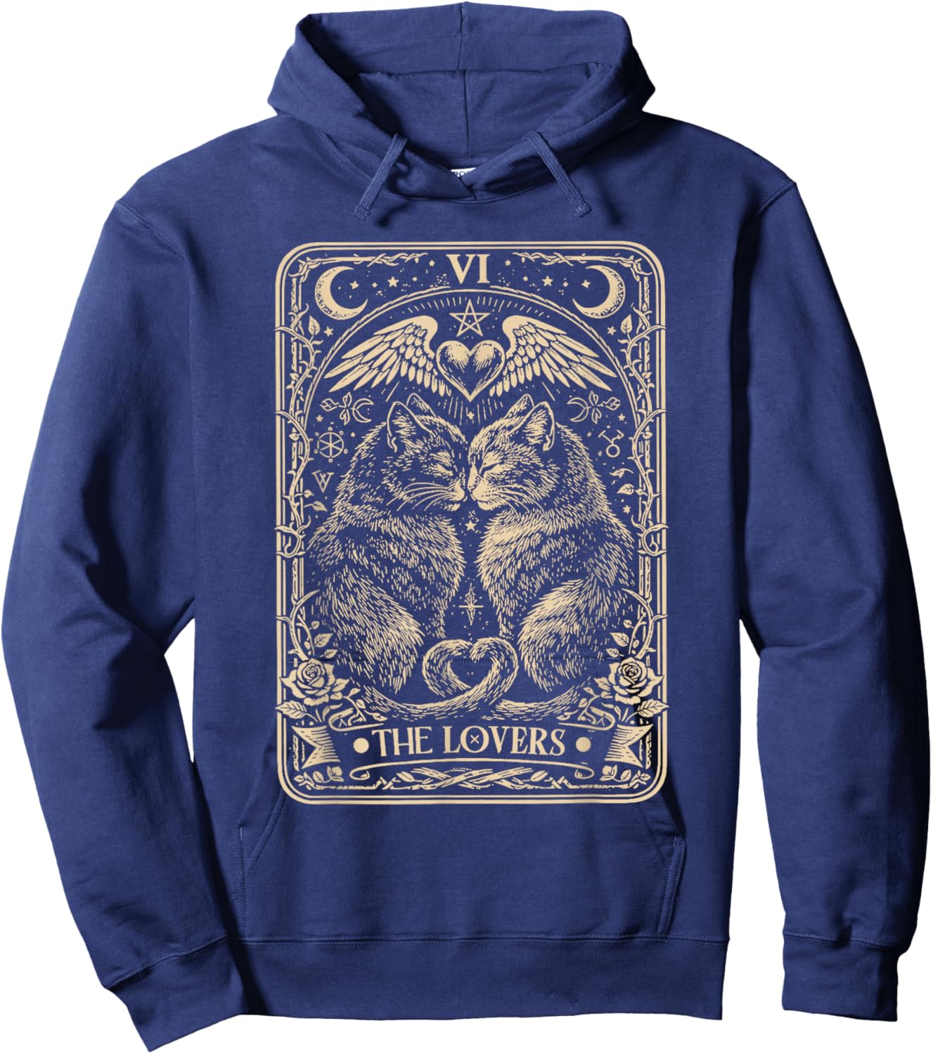 The Lovers Tarot Cat Card Valentine Cat Hoodie - Hoodie | Navy