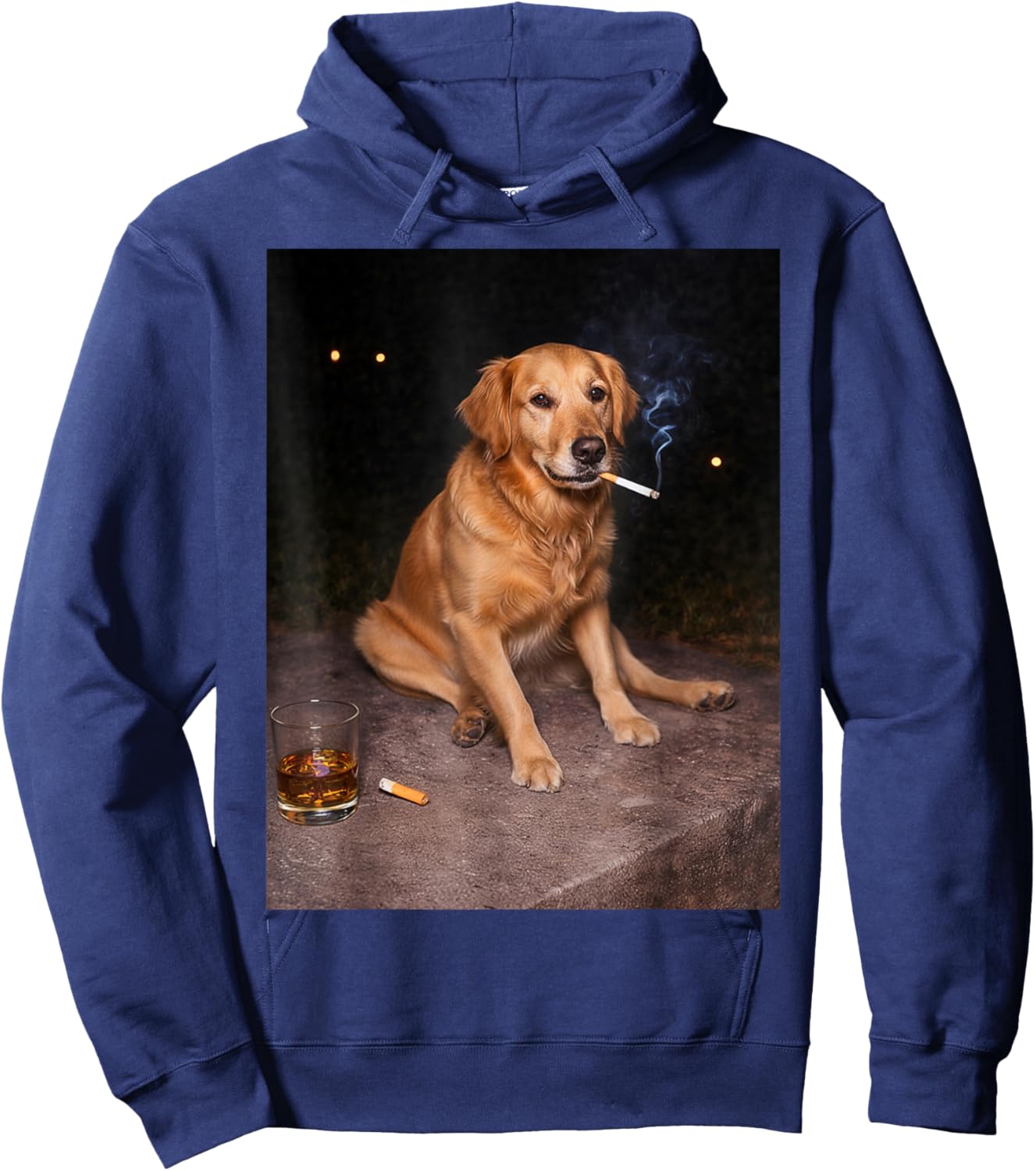Funny Smoking Dog Golden Retriever Meme Hoodie - Hoodie | Navy