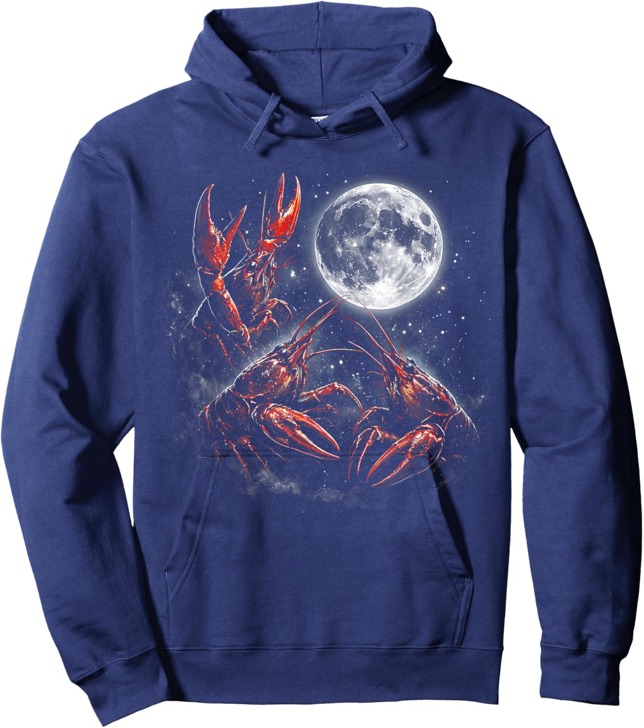 Three Crawfish Moon Galaxy Space Retro Animal Hoodie - Hoodie | Navy